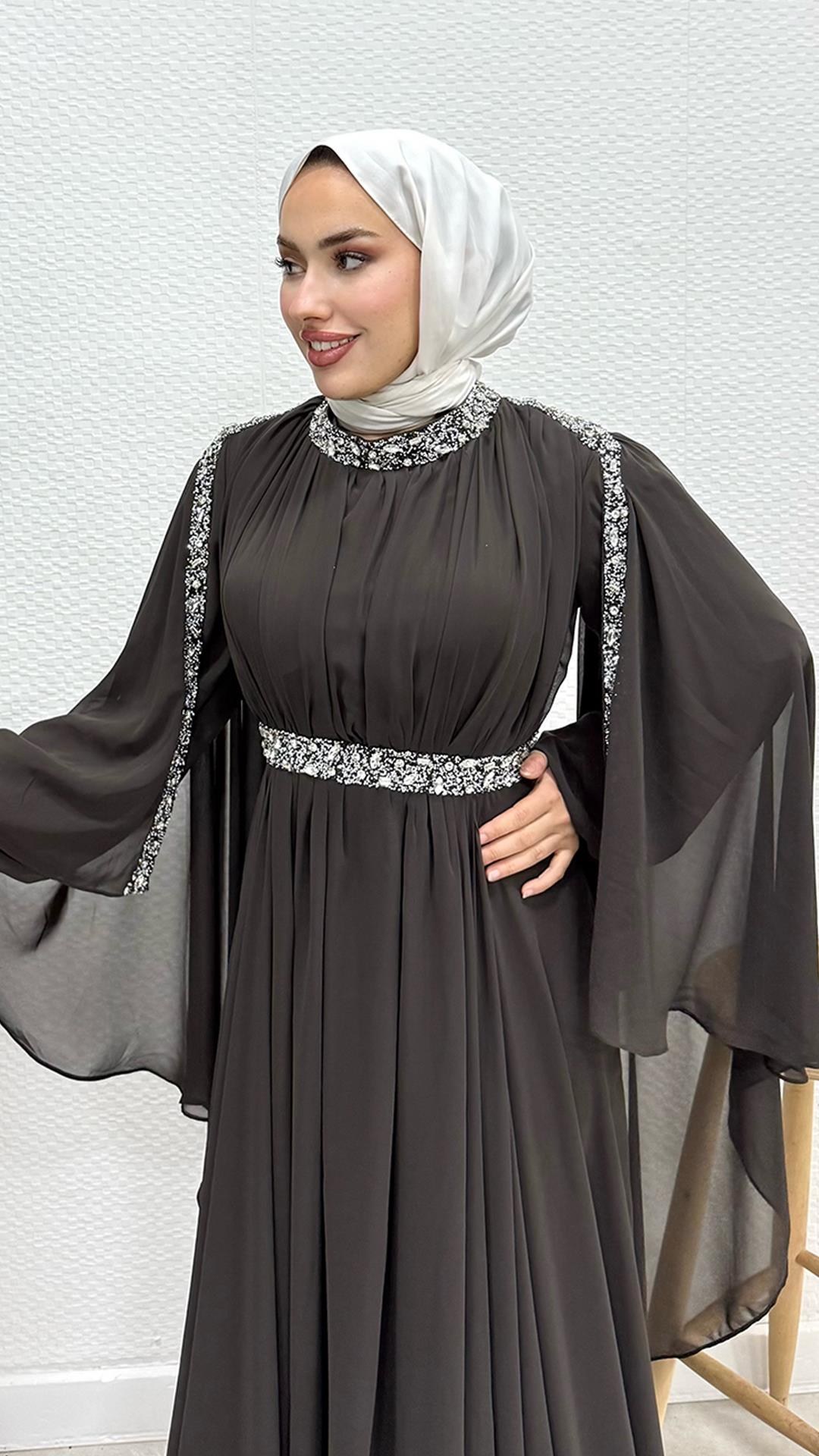 Tutku Şifon Abiye Acı Kahve
