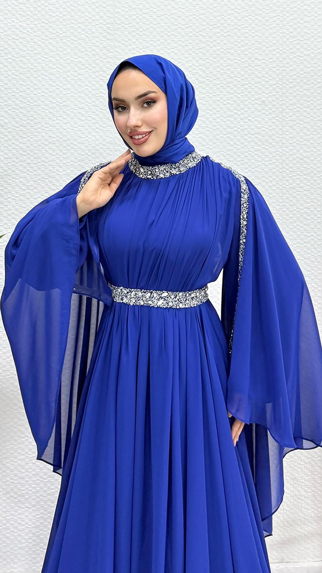 Tutku Şifon Abiye Gece Mavi