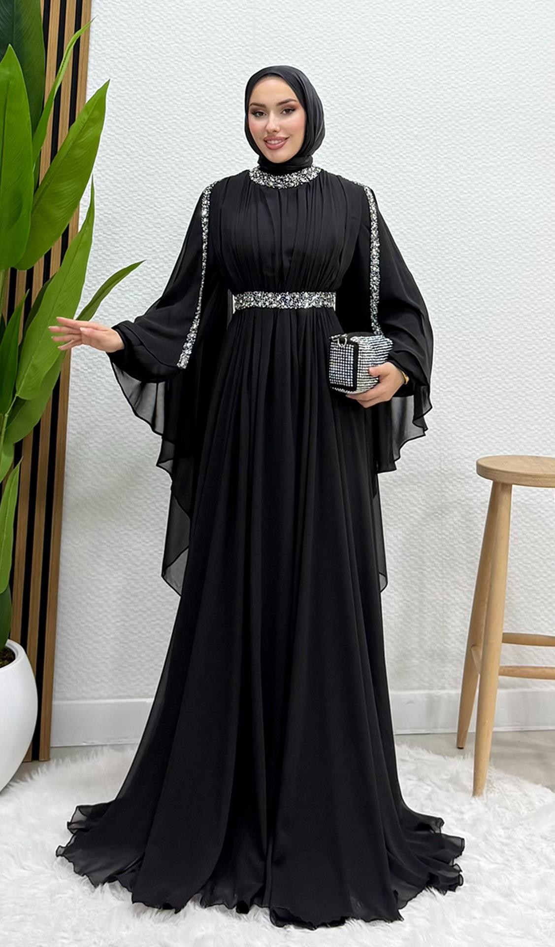 Tutku Şifon Abiye Siyah