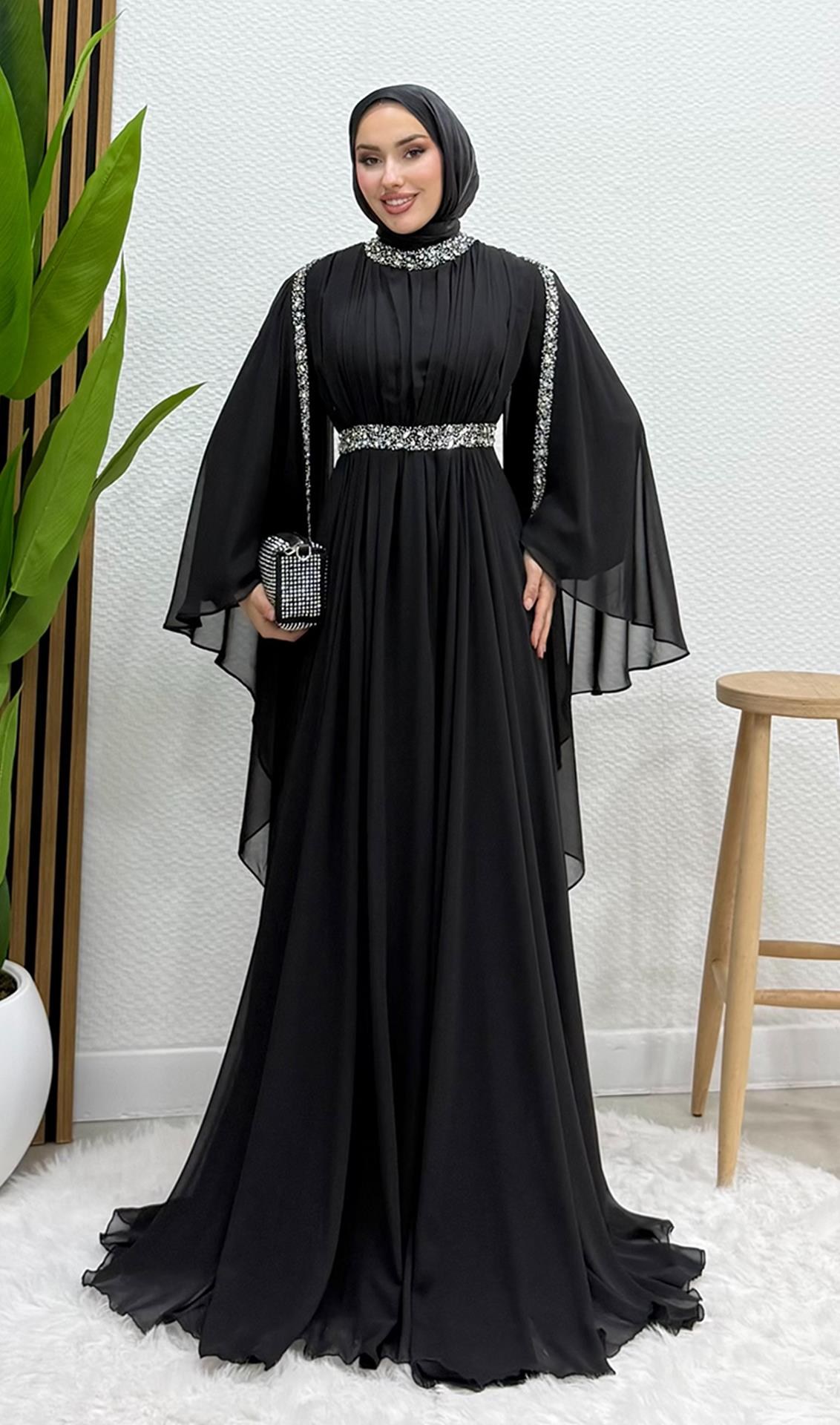 Tutku Şifon Abiye Siyah