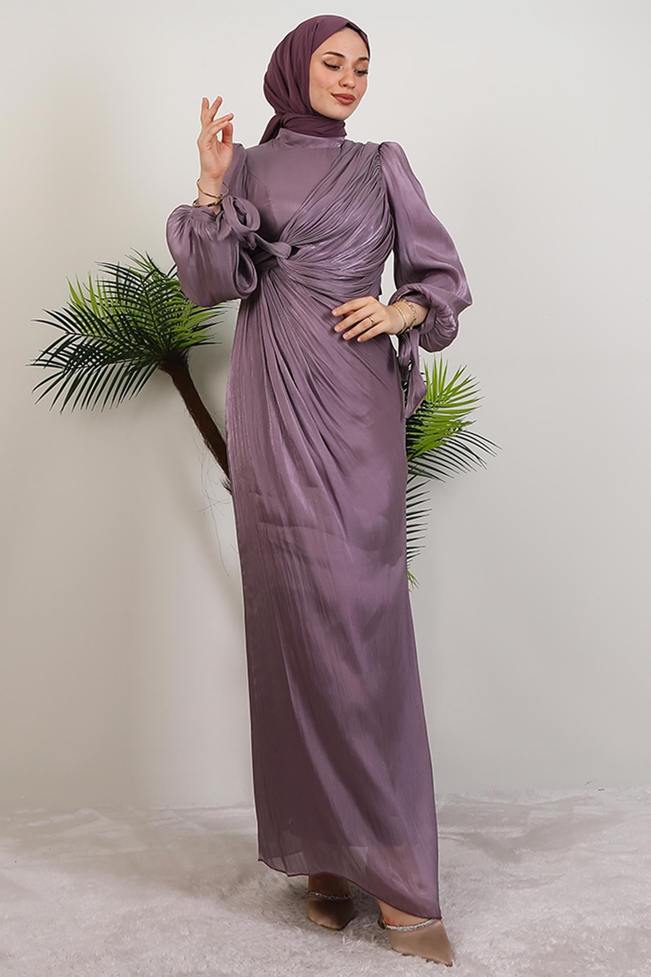 Umay Tesettür Abiye Soft Lila