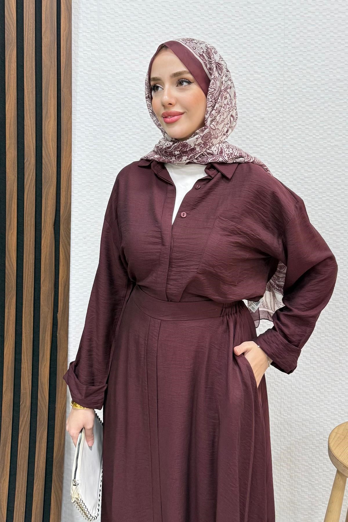 Vanda Gizli Düğmeli Takım Bordo