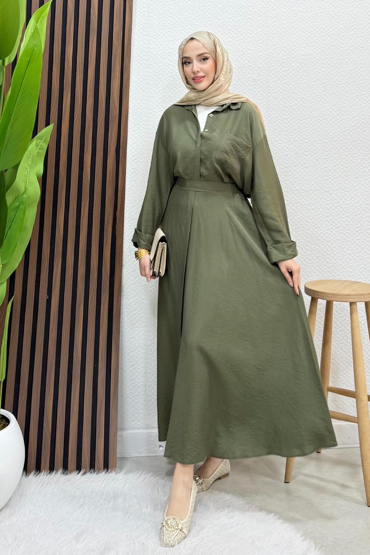 Vanda Gizli Düğmeli Takım Haki