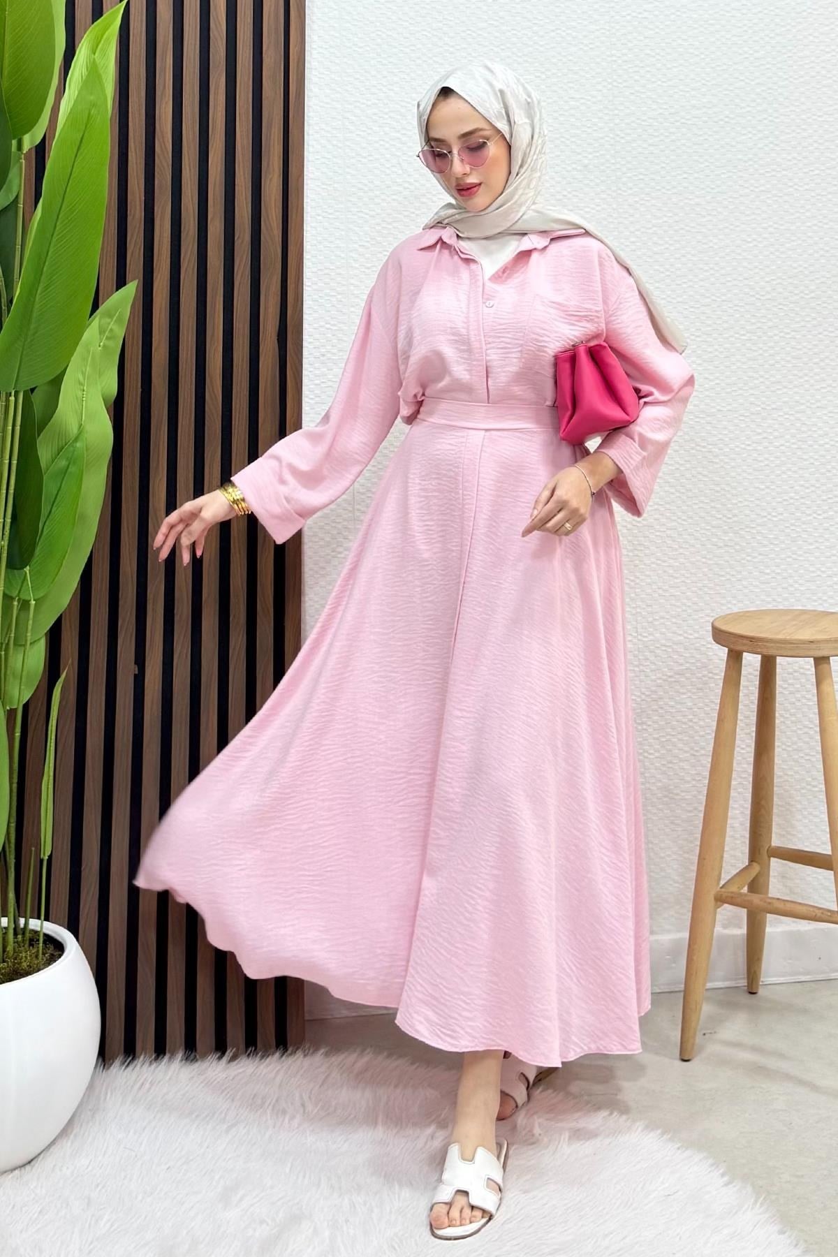 Vanda Gizli Düğmeli Takım Pembe