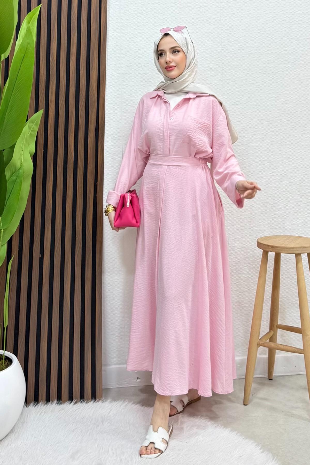 Vanda Gizli Düğmeli Takım Pembe