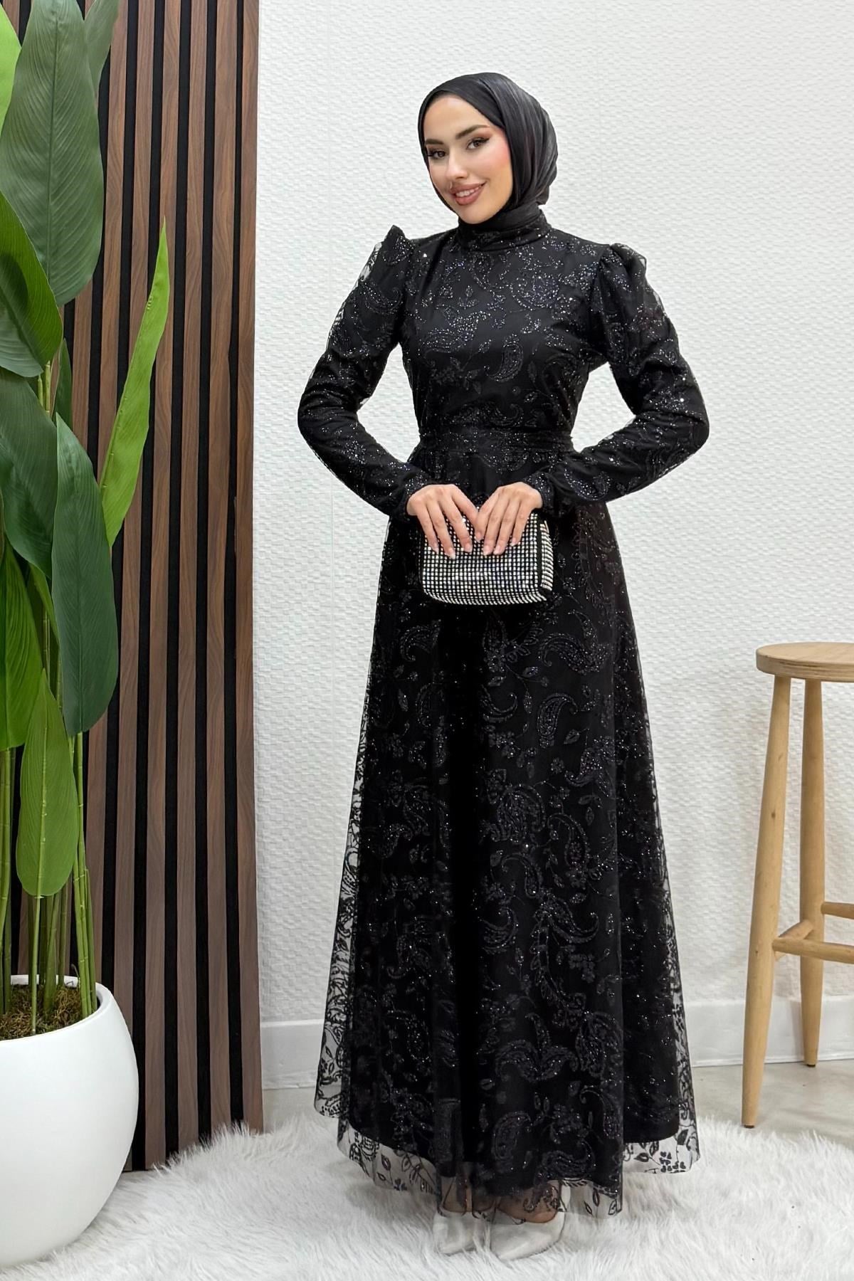 Viona Tül Abiye Siyah
