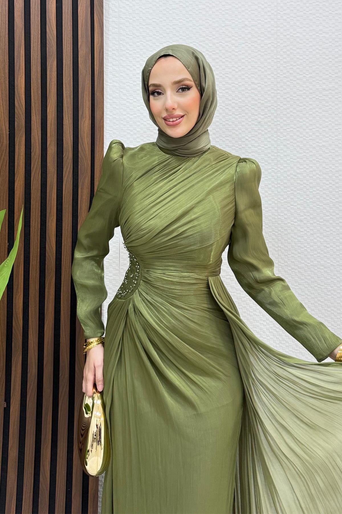 Yaren Taş Detay Abiye Haki