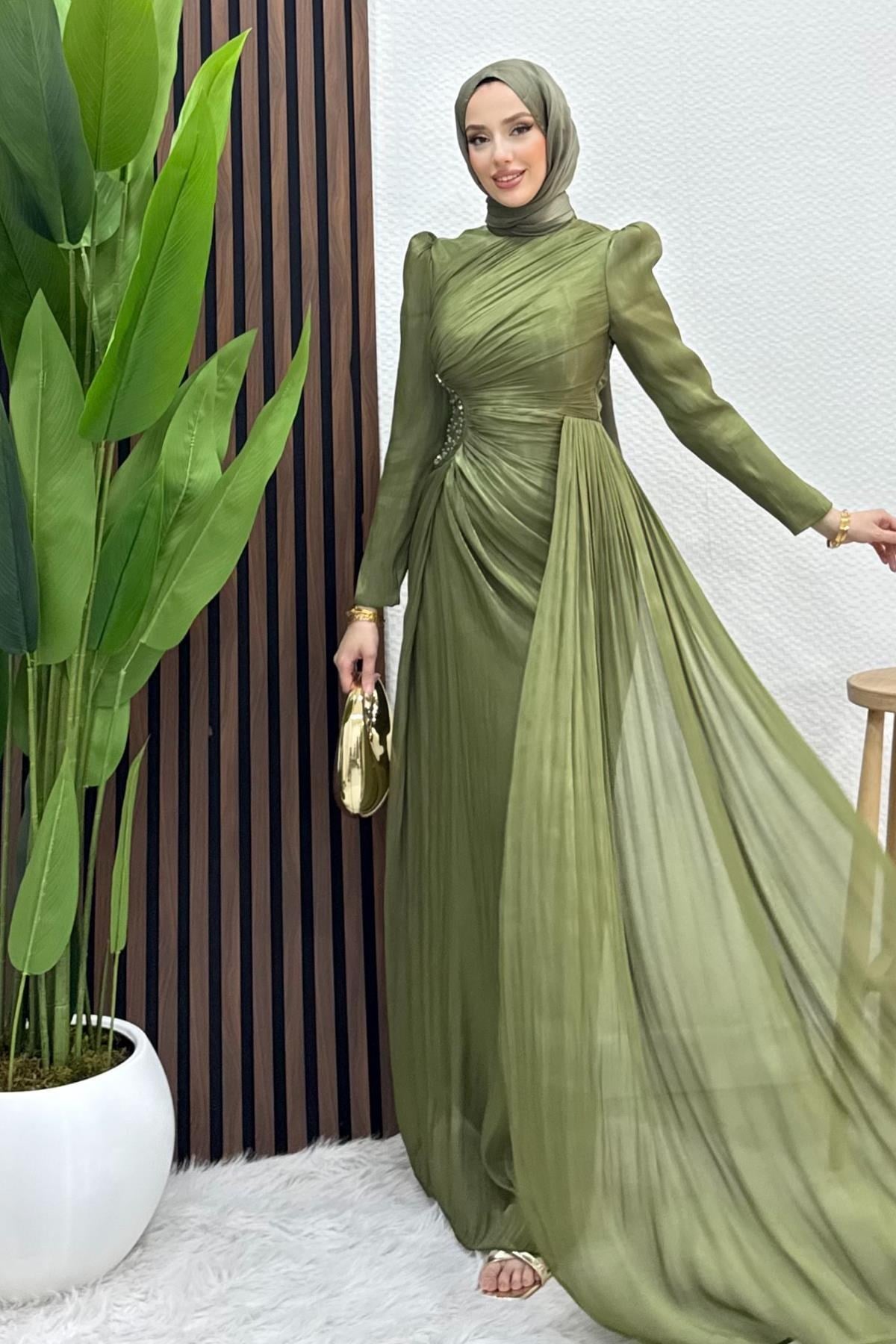 Yaren Taş Detay Abiye Haki