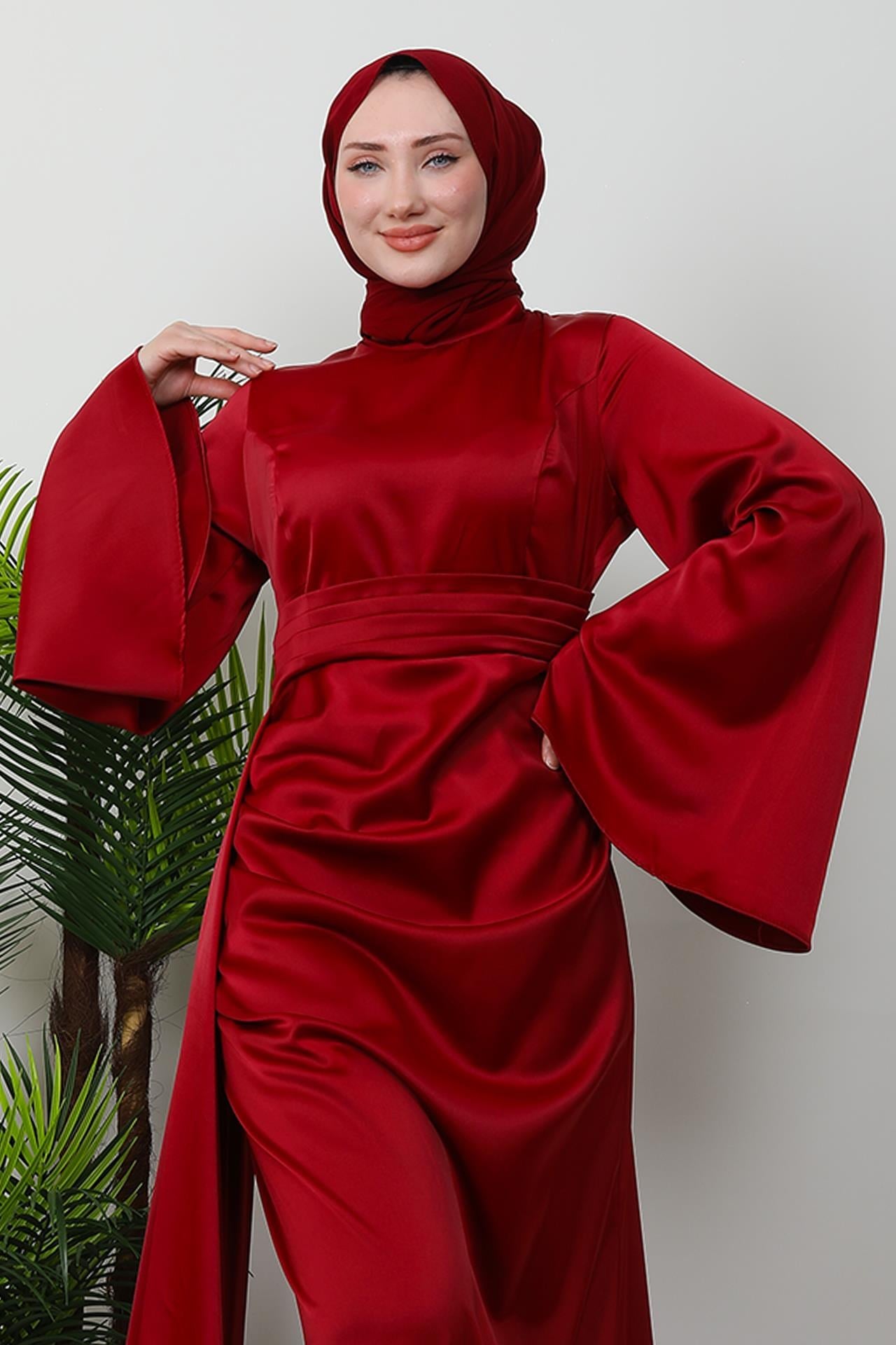 Yasemin Saten Abiye Bordo