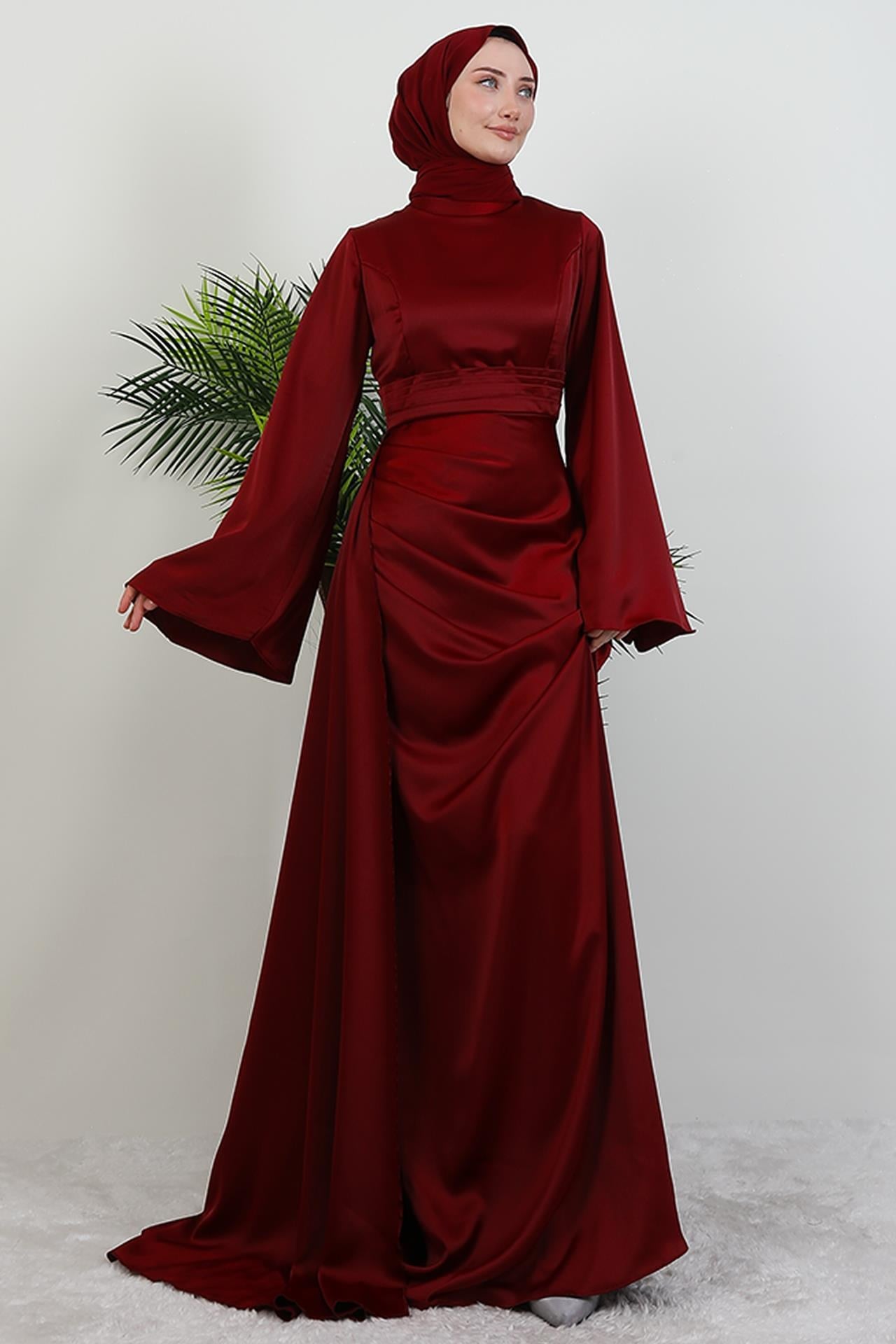 Yasemin Saten Abiye Bordo