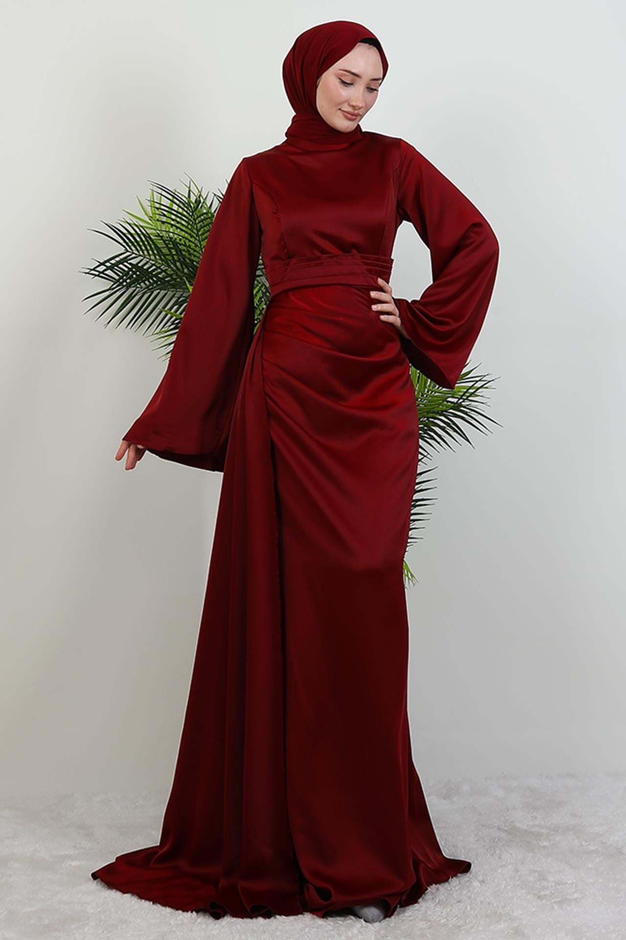Yasemin Saten Abiye Bordo