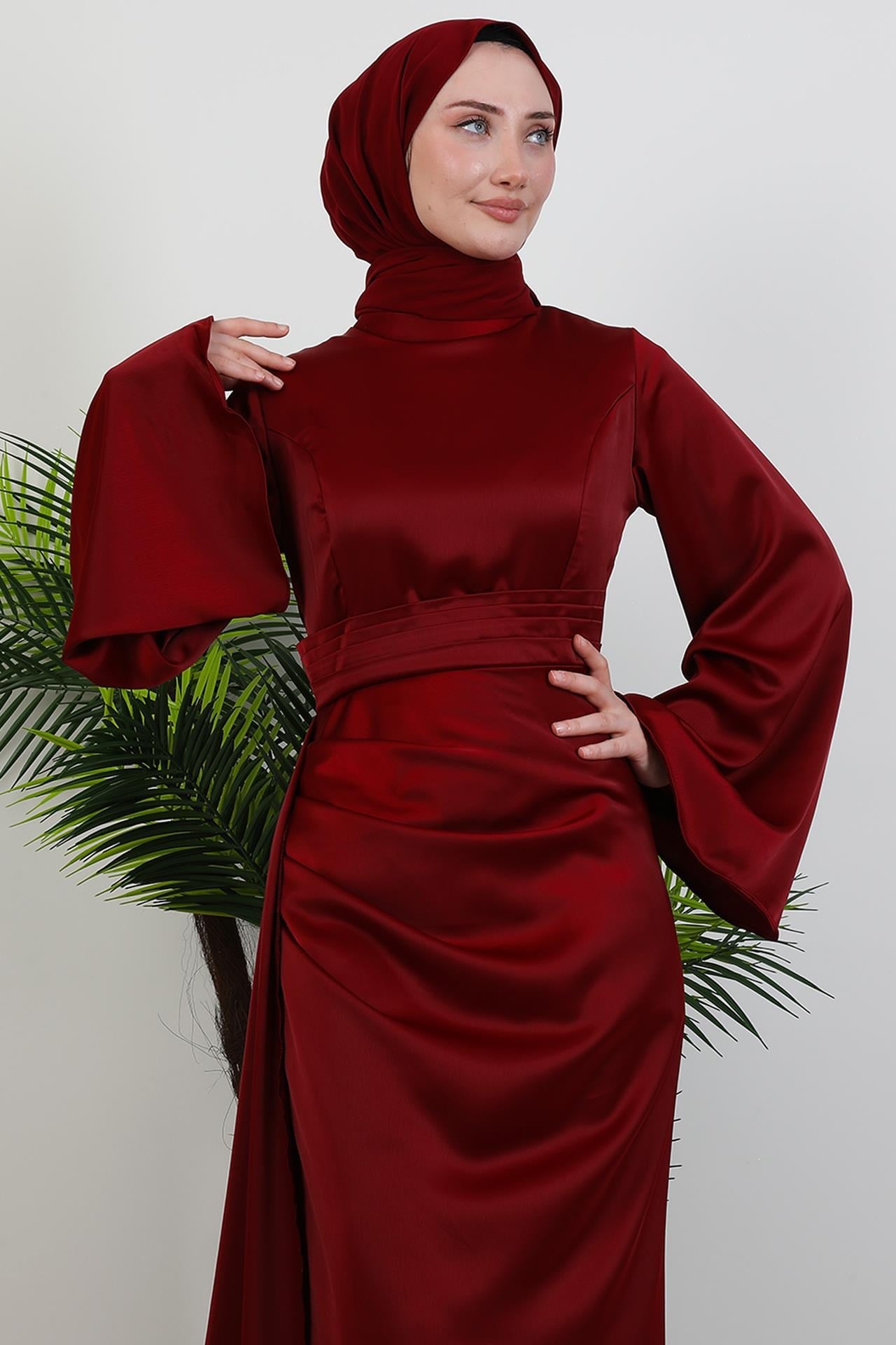 Yasemin Saten Abiye Bordo