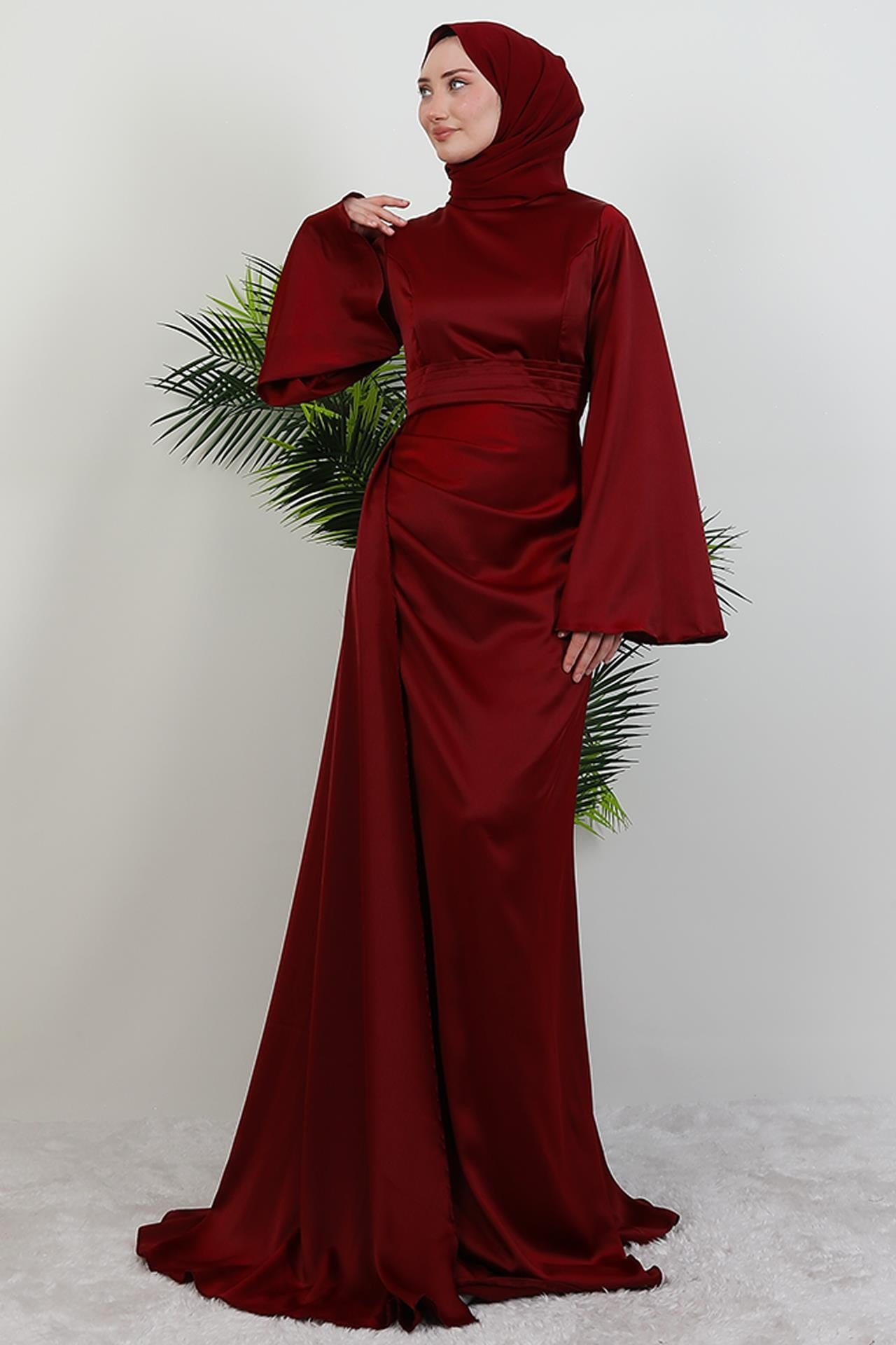 Yasemin Saten Abiye Bordo