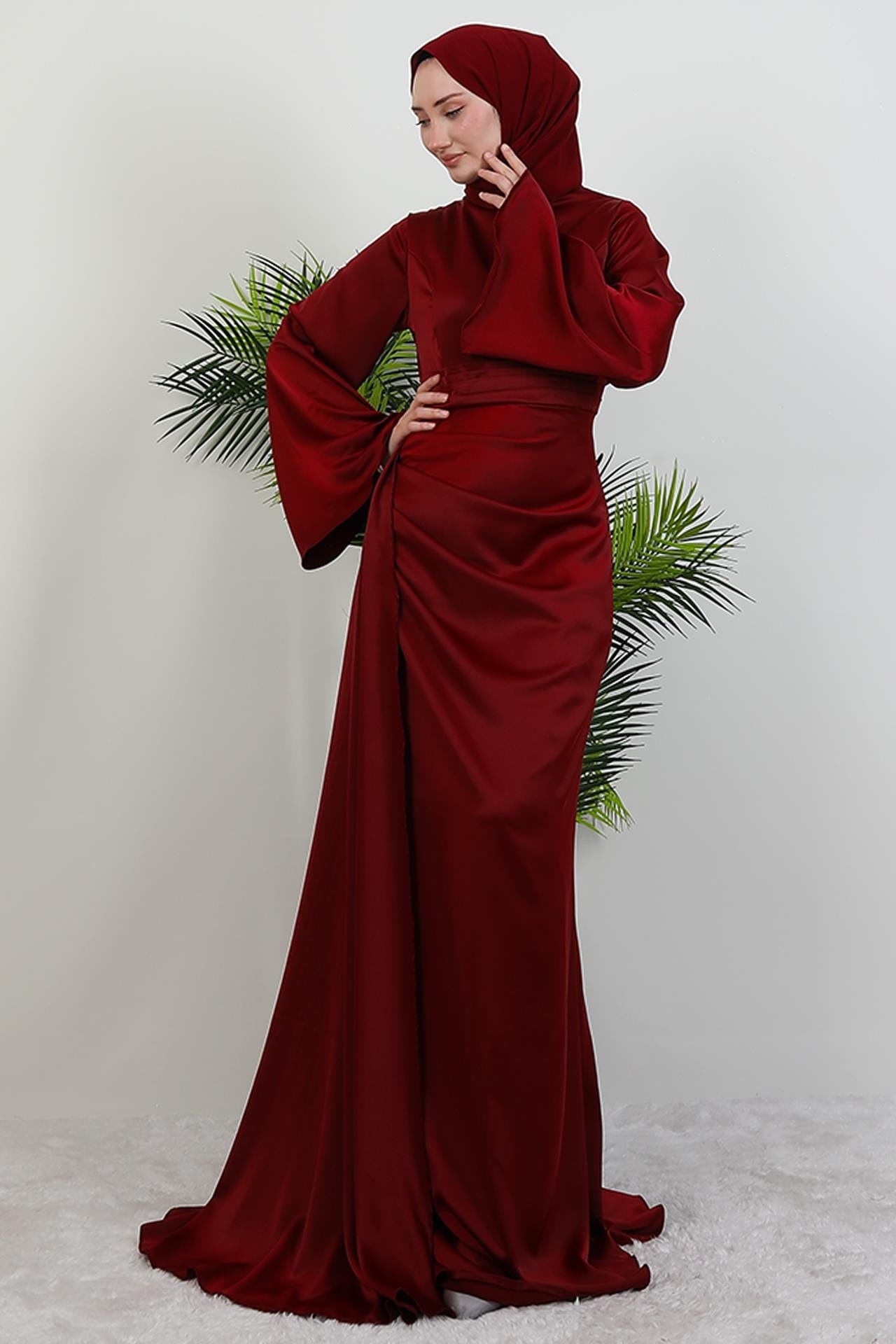 Yasemin Saten Abiye Bordo