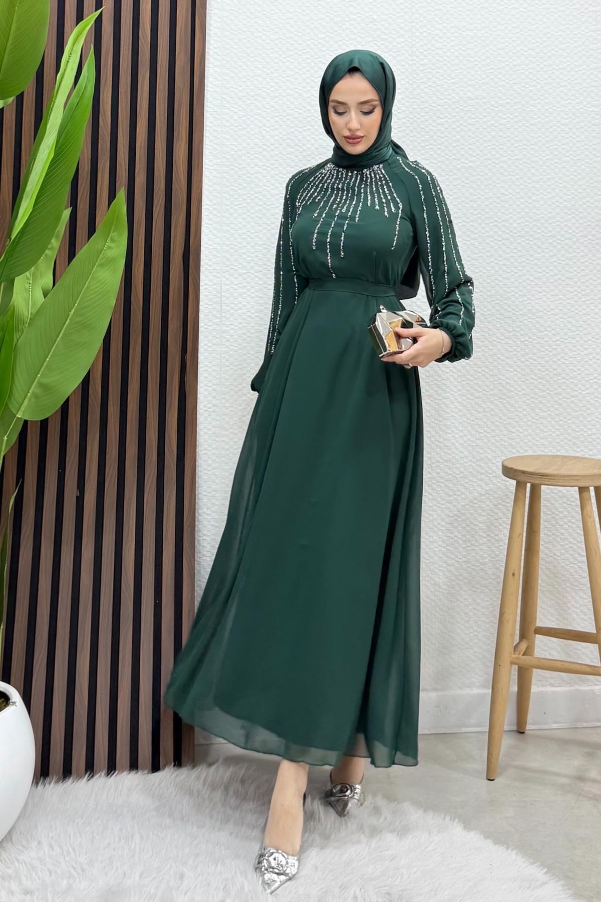 Yeşim Şifon Abiye Zümrüt