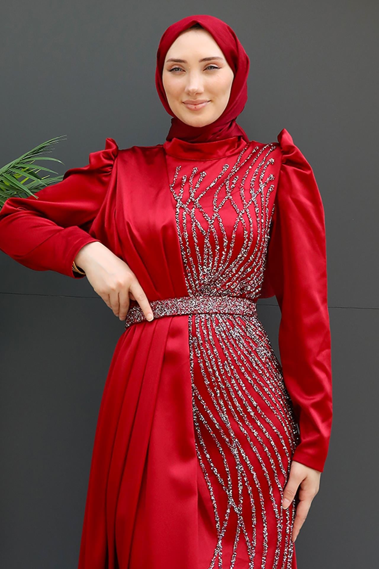 Yonca Pelerin Abiye Bordo