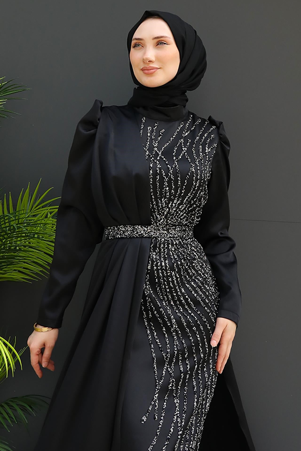 Yonca Pelerin Abiye Siyah