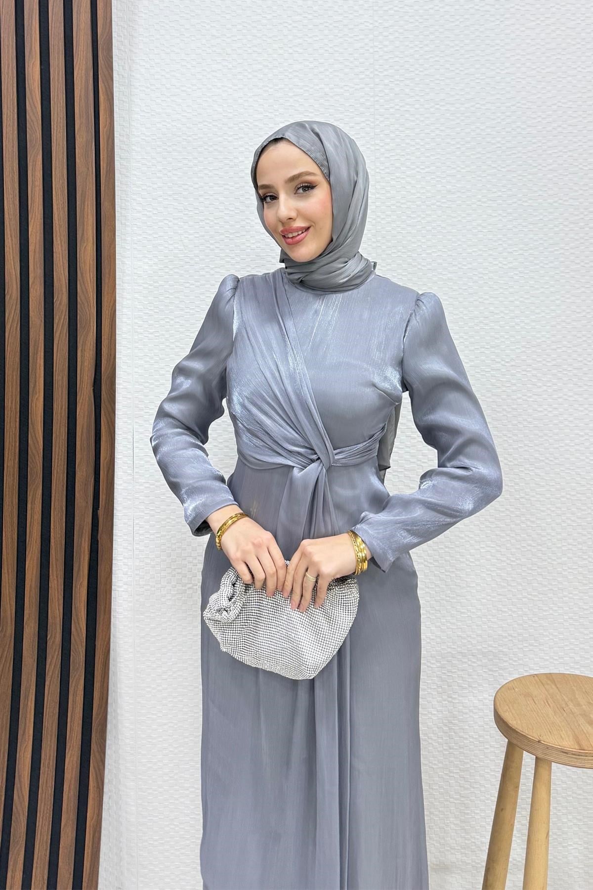 Yoryo Bağlama Abiye Gri