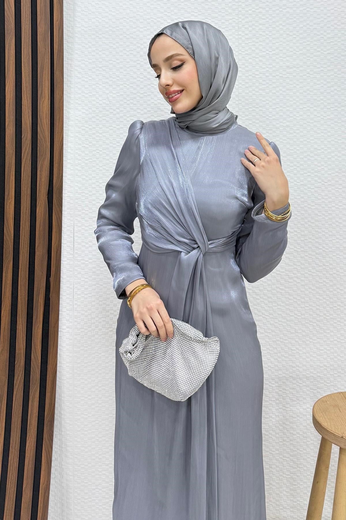 Yoryo Bağlama Abiye Gri