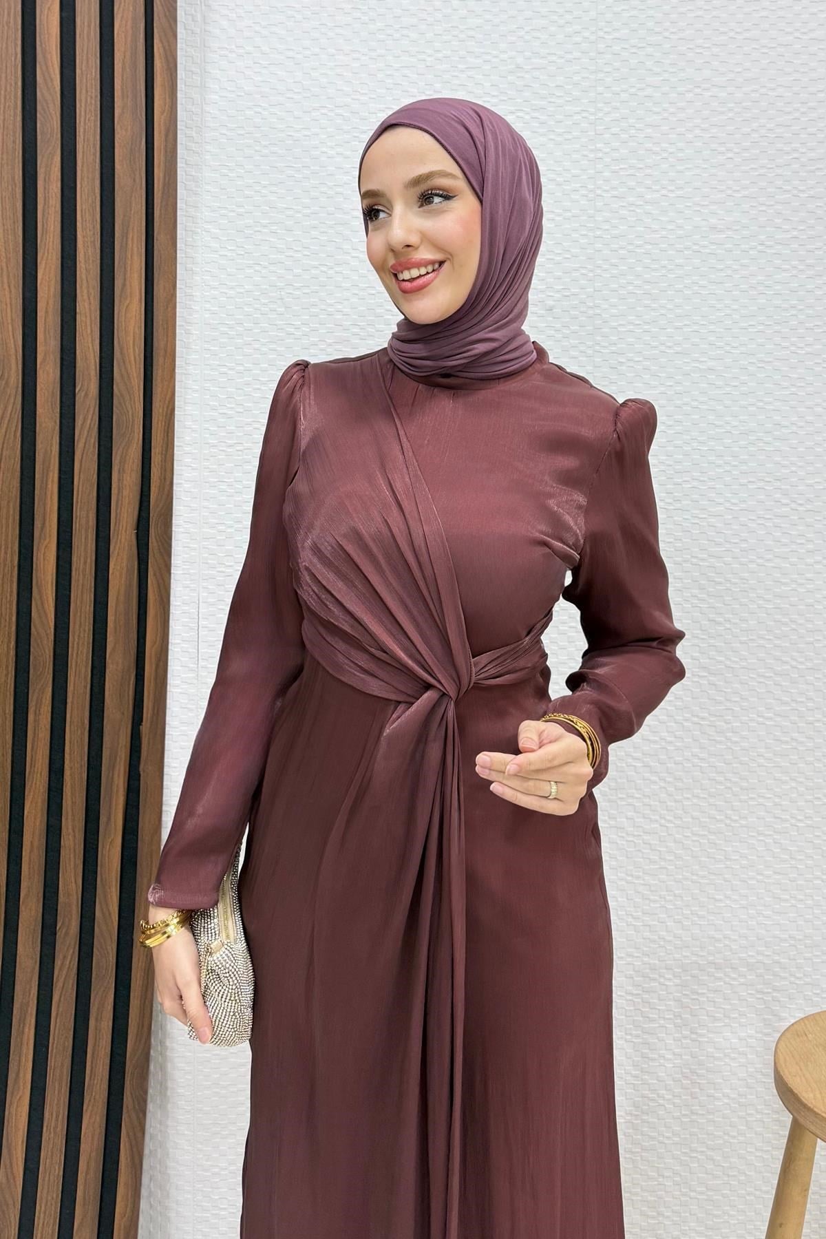Yoryo Bağlama Abiye Gül Kahve