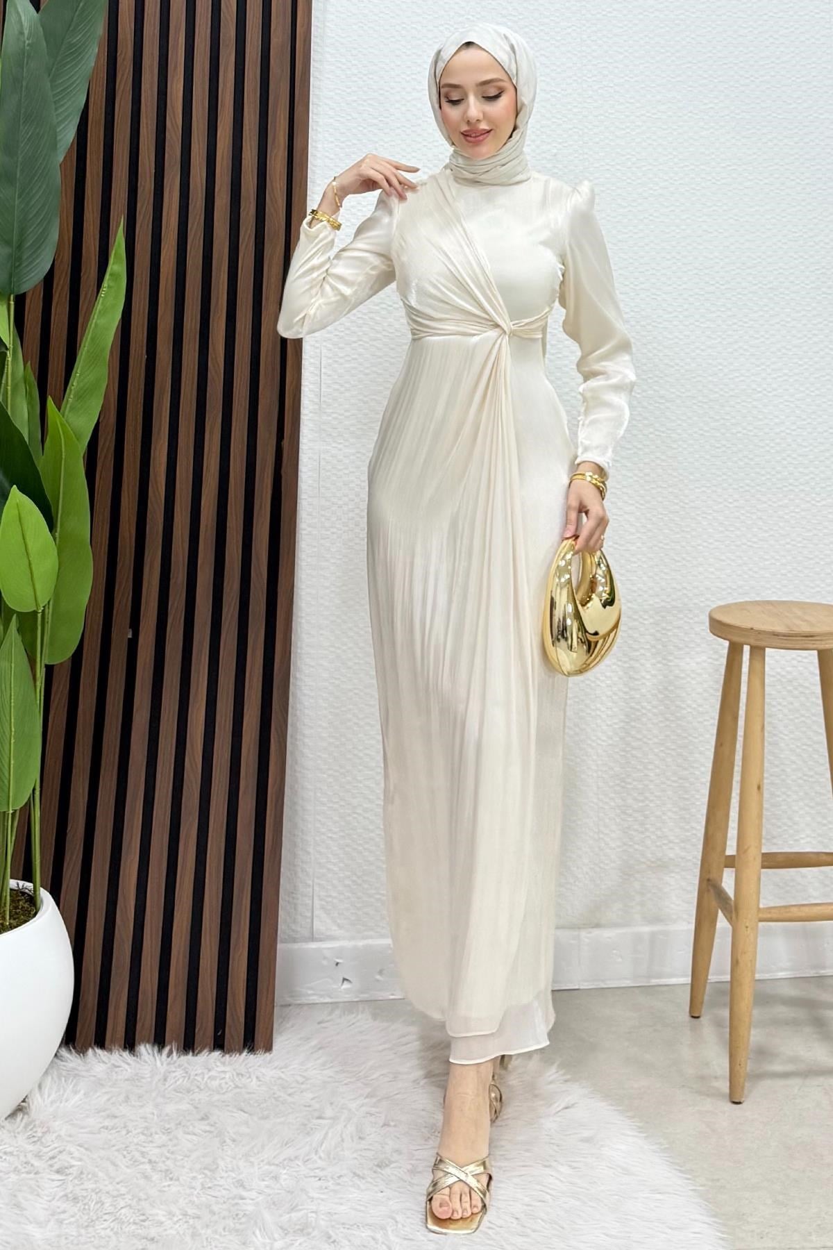 Yoryo Bağlama Abiye Krem
