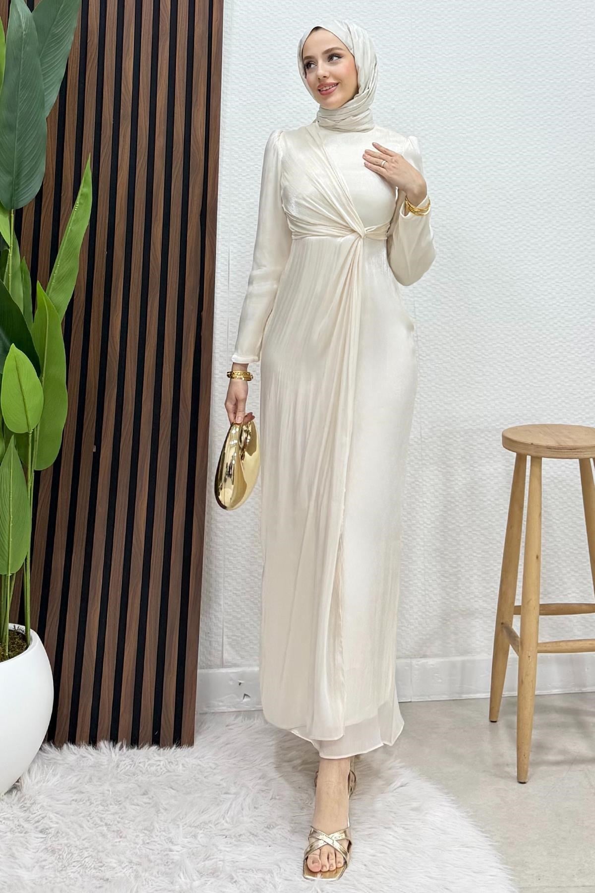 Yoryo Bağlama Abiye Krem