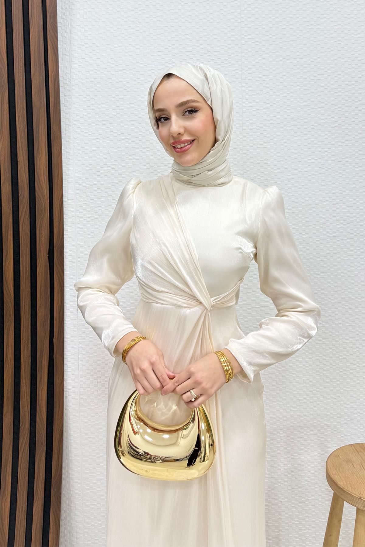 Yoryo Bağlama Abiye Krem