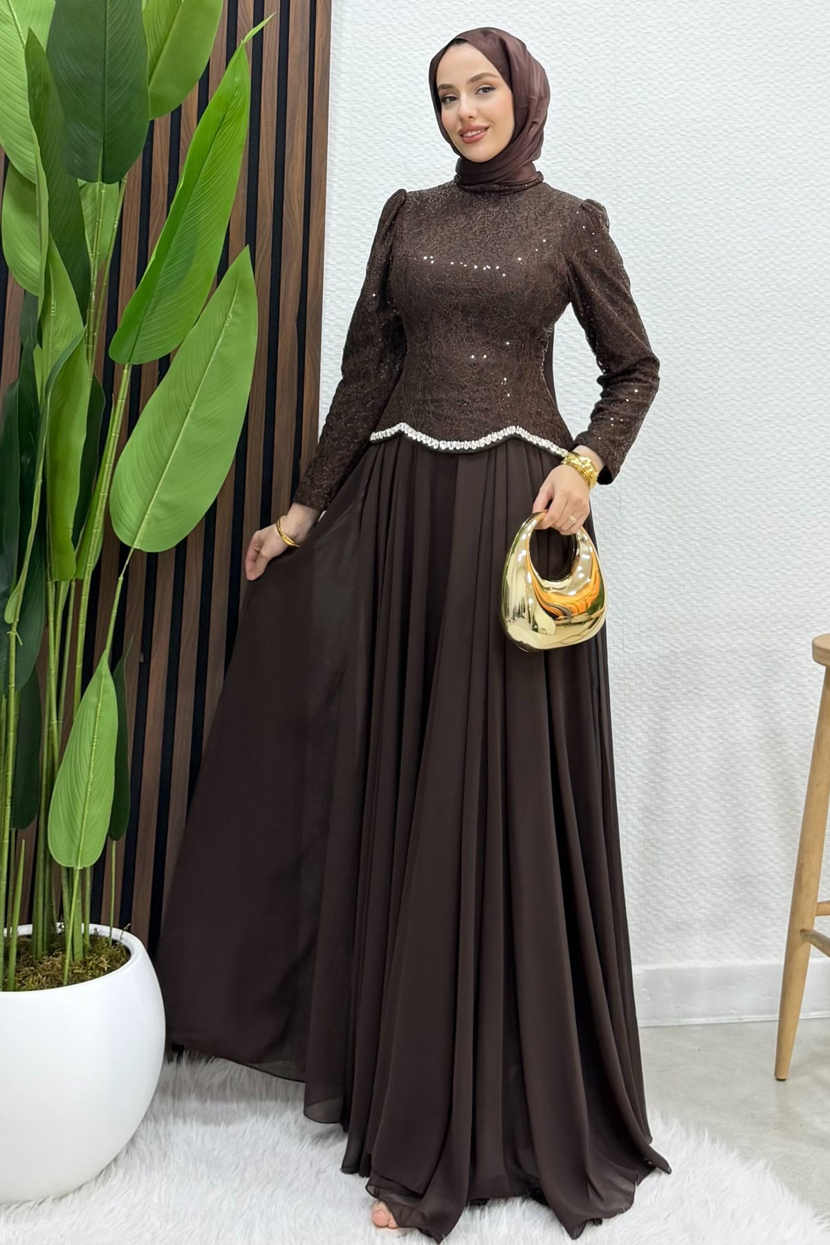 Zarin Dantel Abiye Acı Kahve