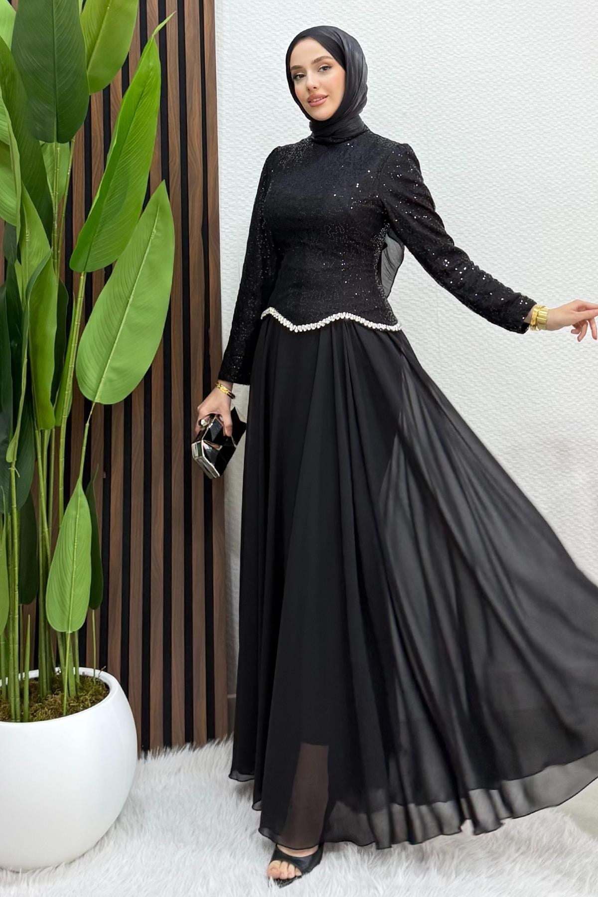 Zarin Dantel Abiye Siyah
