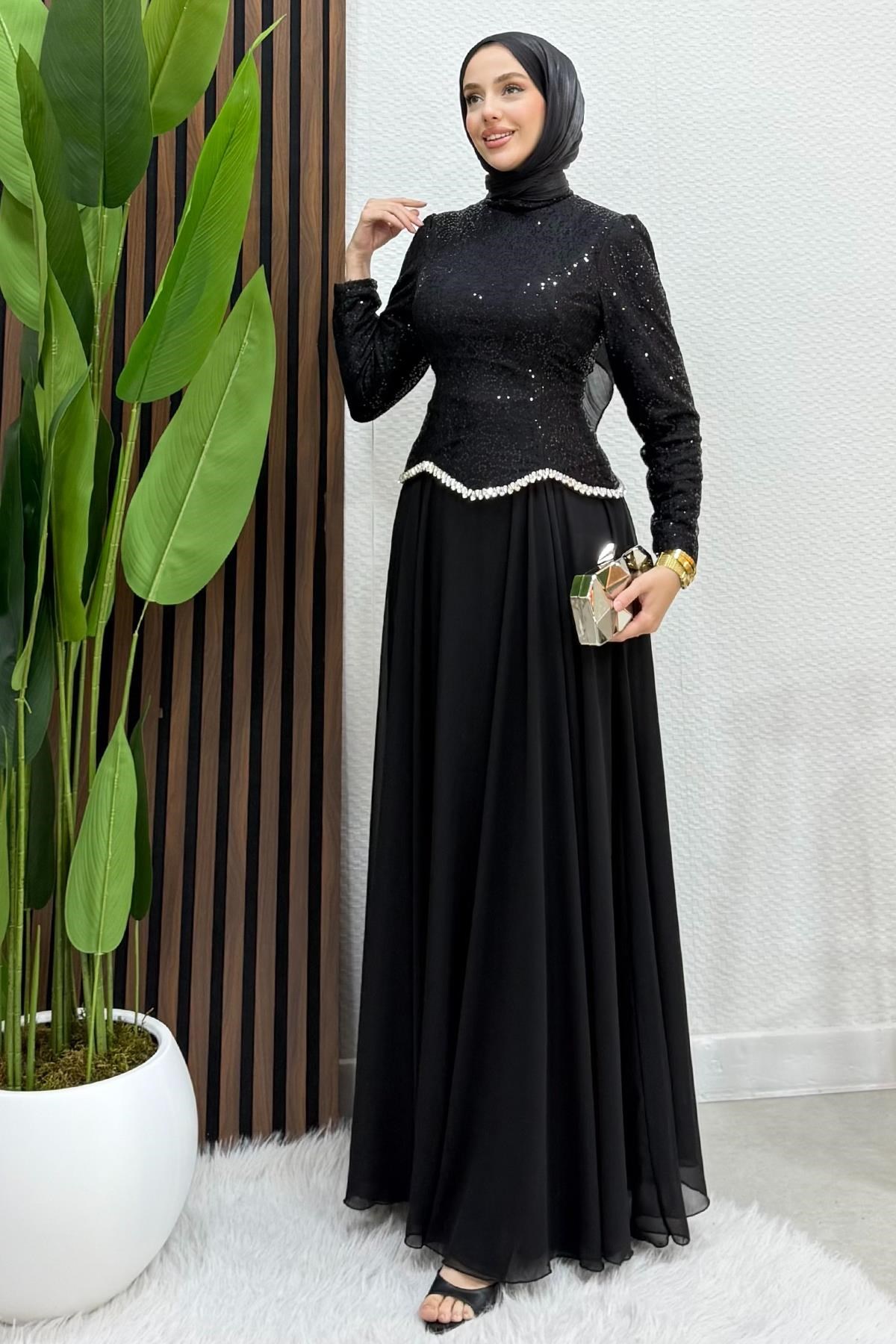 Zarin Dantel Abiye Siyah