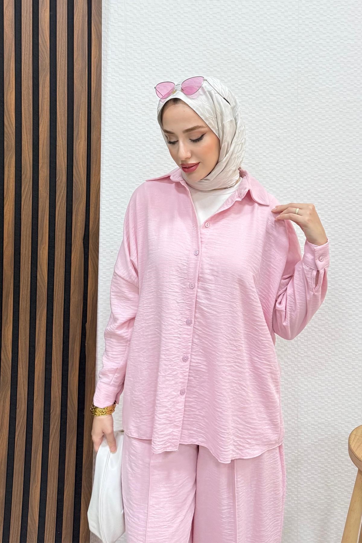 Zelia Gömlekli Takım Pembe