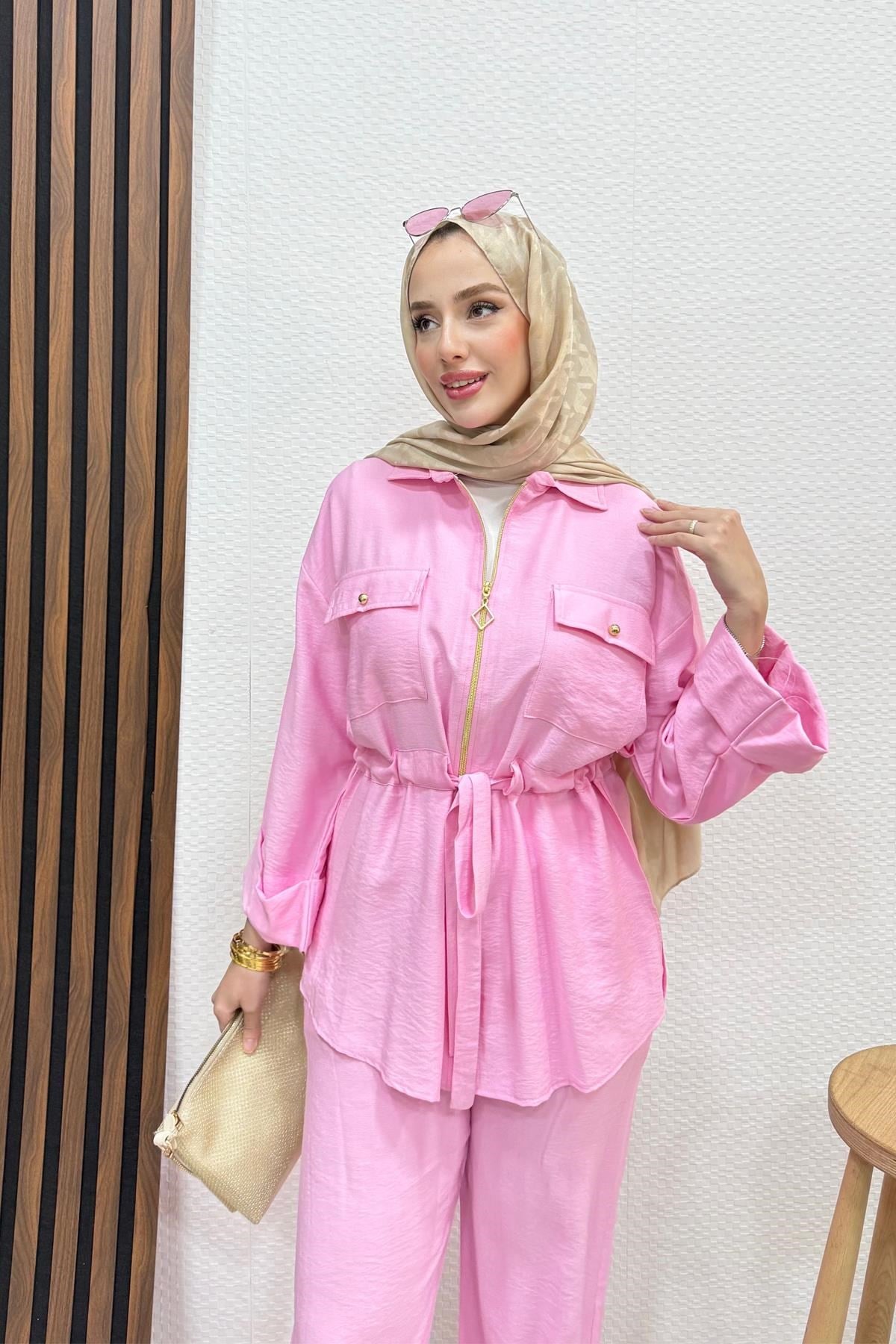 Zeren Fermuarlı Takım Pembe