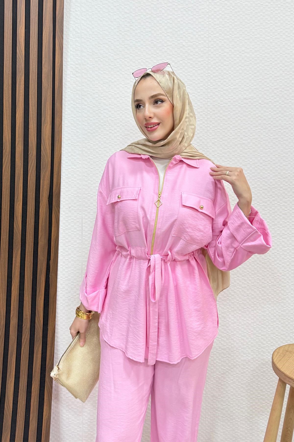 Zeren Fermuarlı Takım Pembe