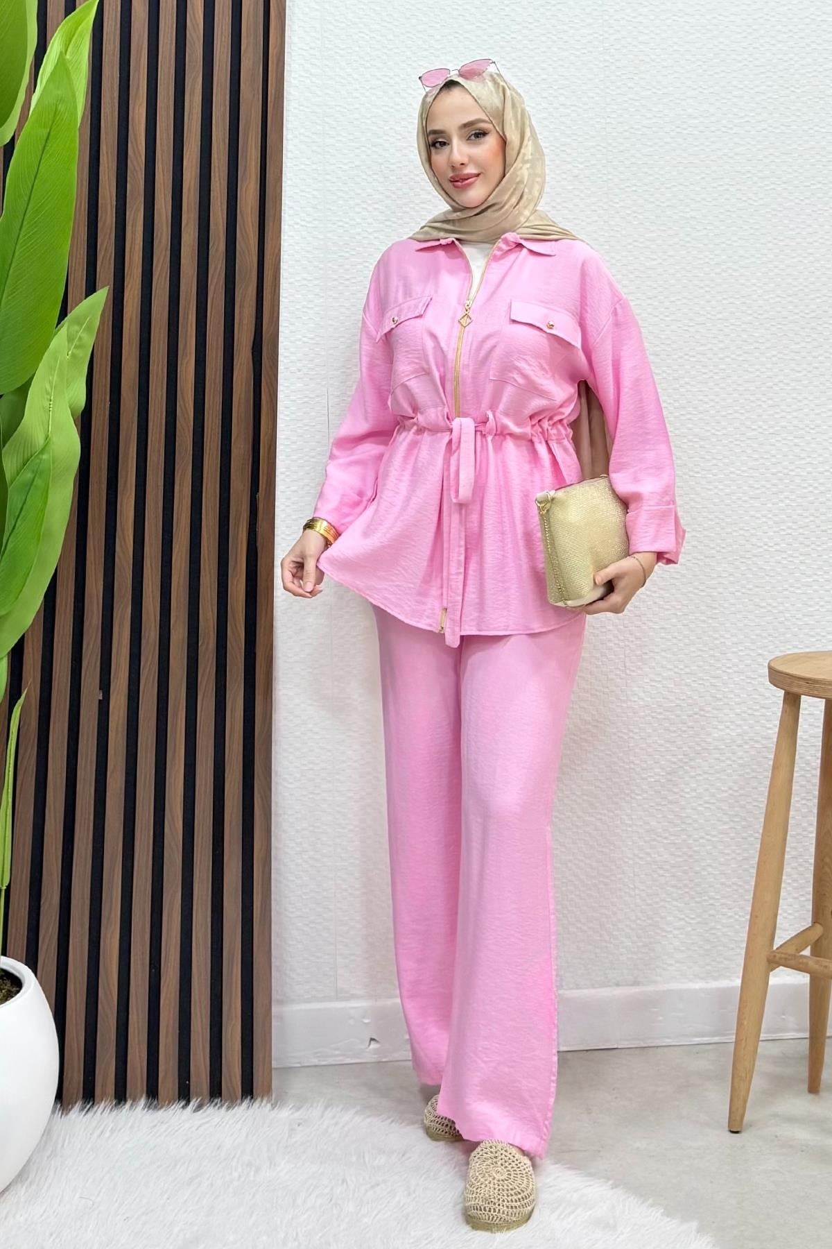 Zeren Fermuarlı Takım Pembe