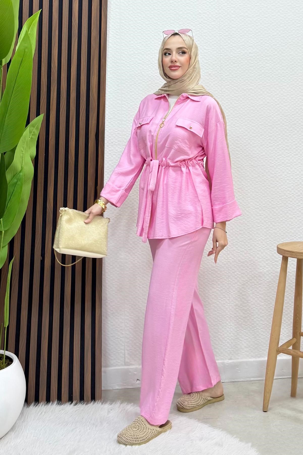 Zeren Fermuarlı Takım Pembe