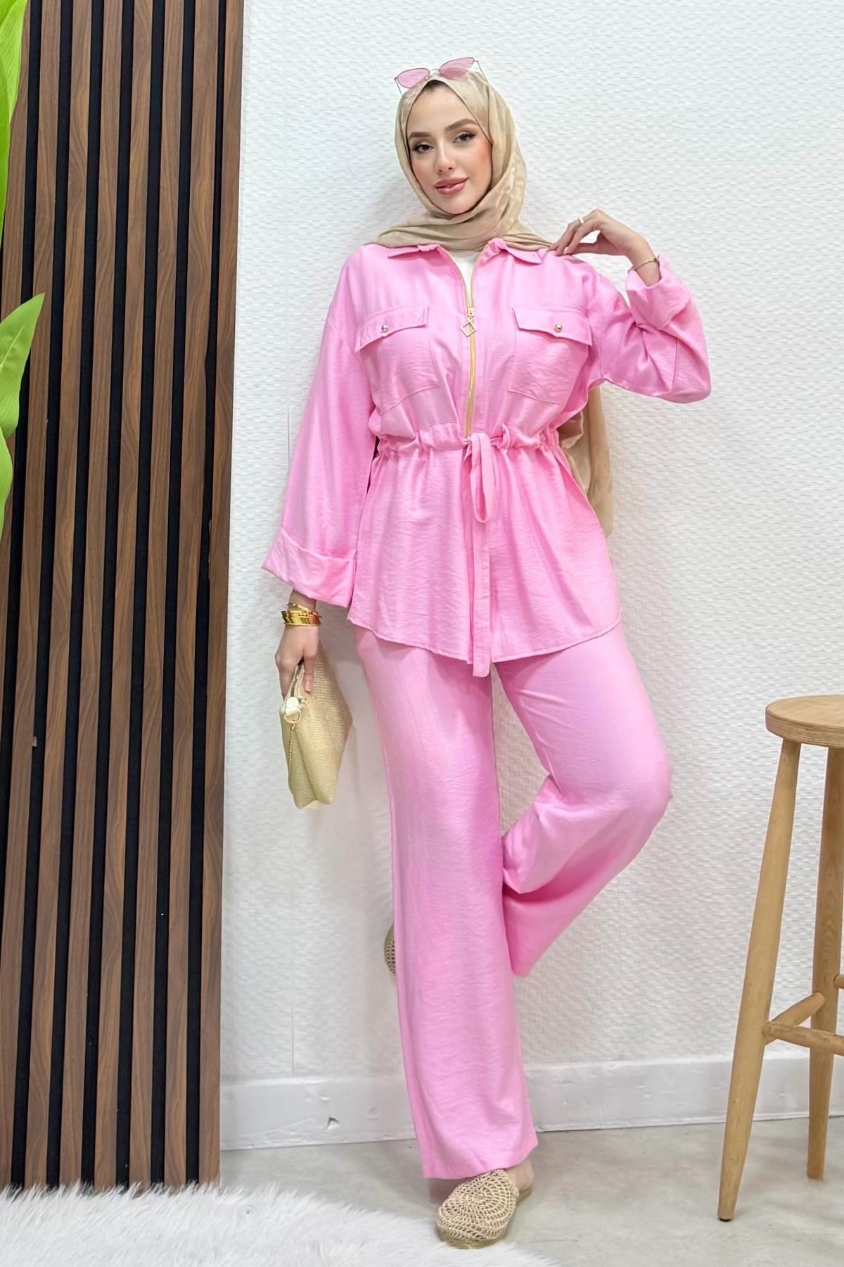 Zeren Fermuarlı Takım Pembe