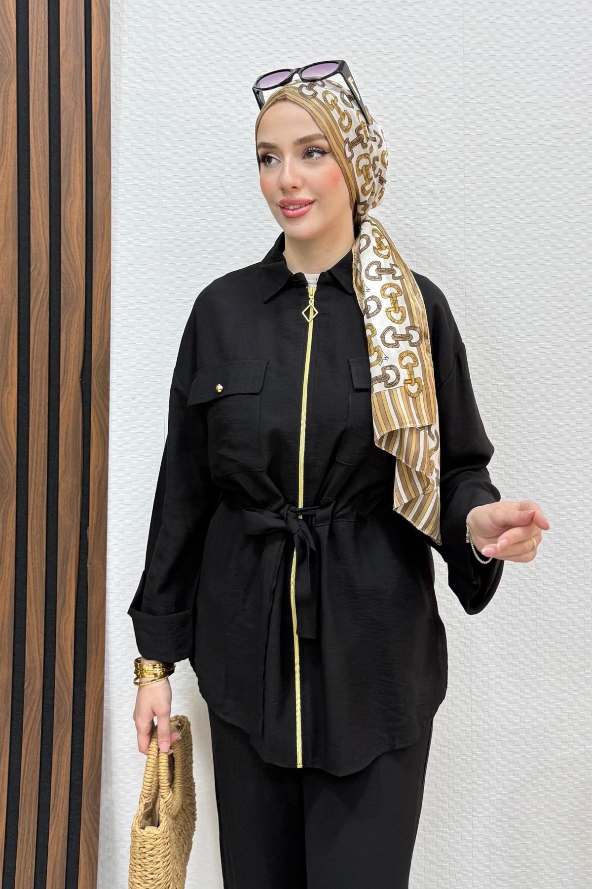 Zeren Fermuarlı Takım Siyah