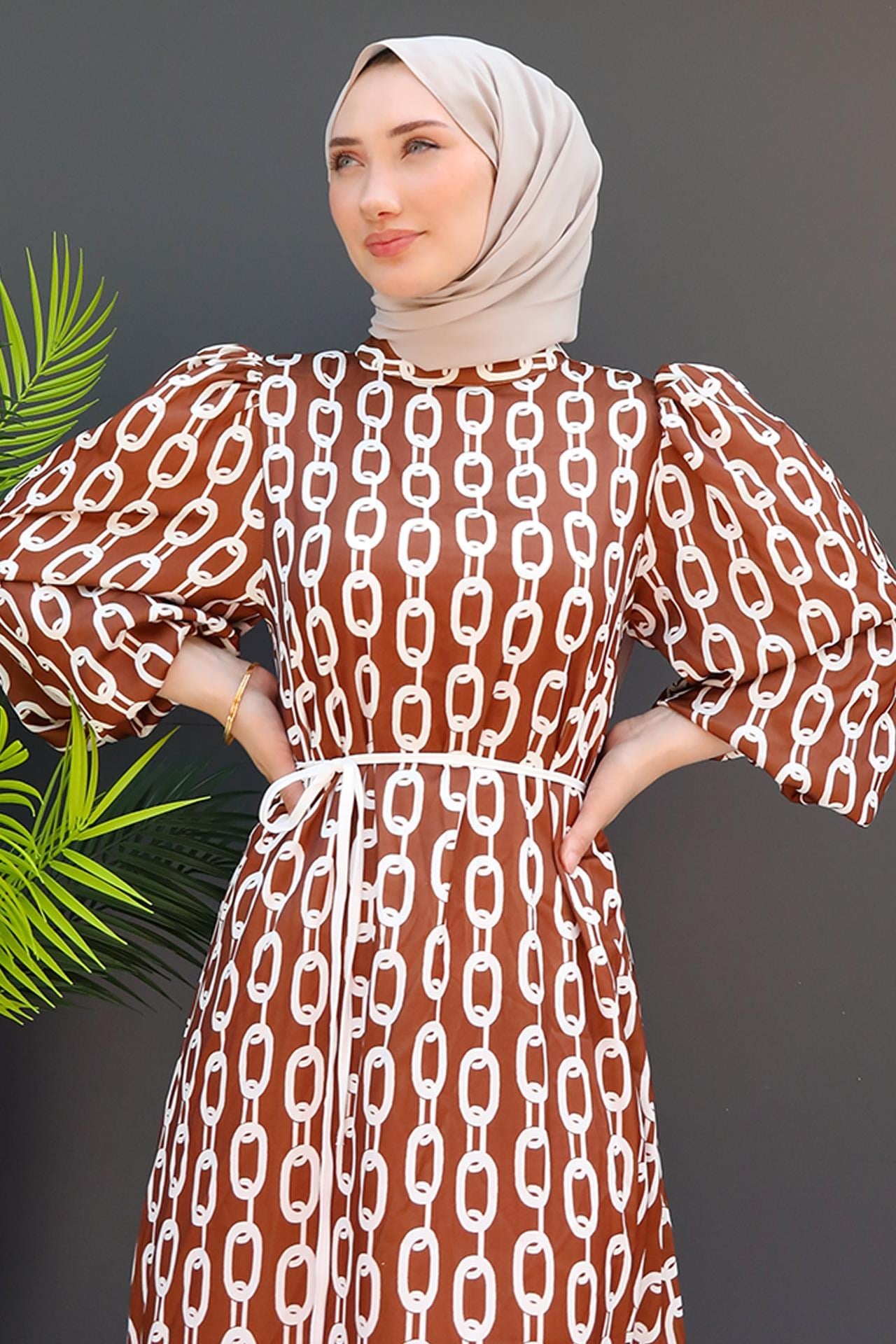 Zincir Model Elbise Kahve