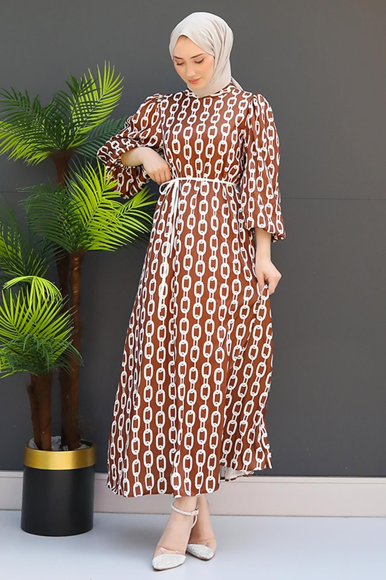 Zincir Model Elbise Kahve