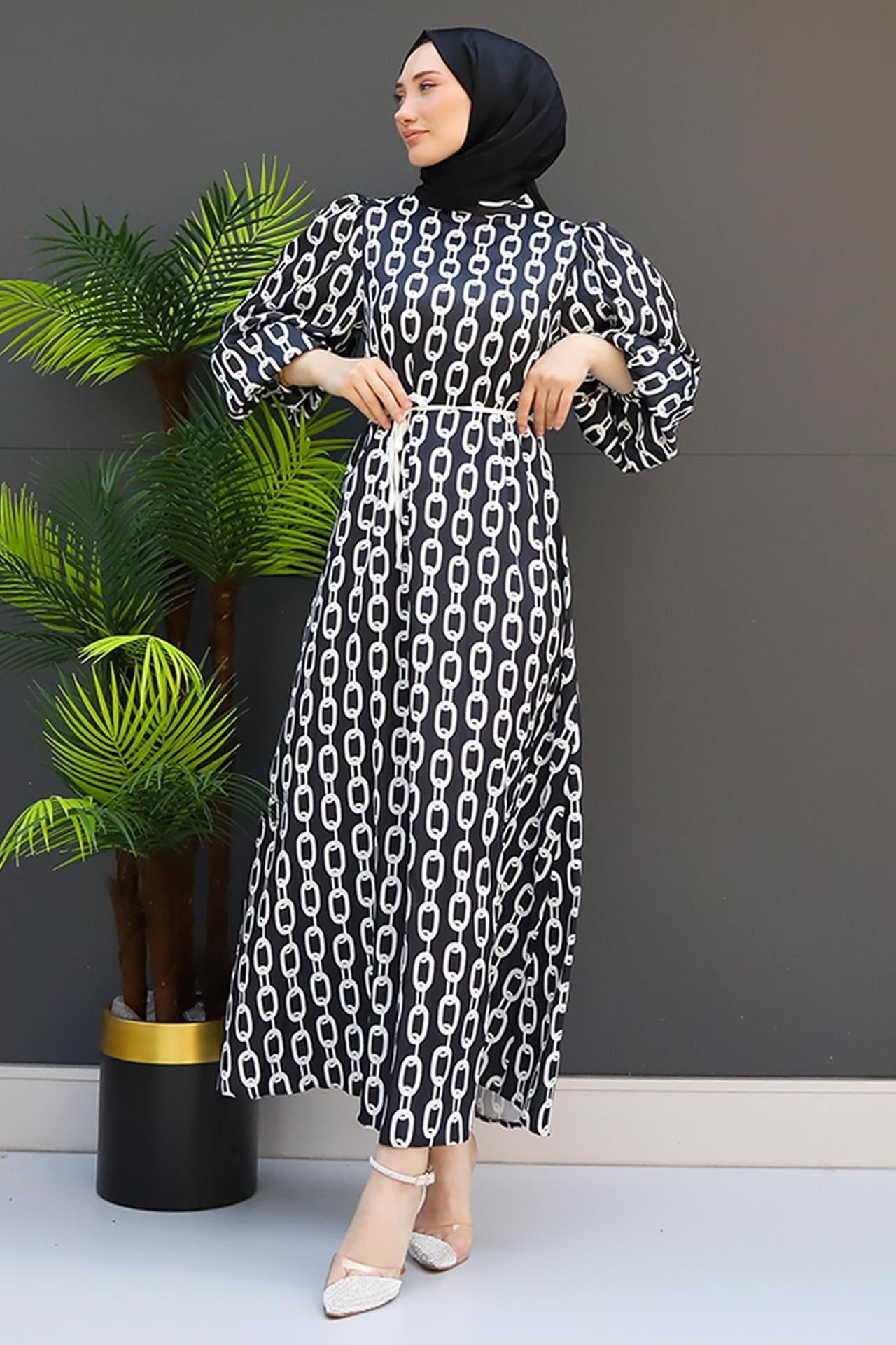Zincir Model Elbise Siyah