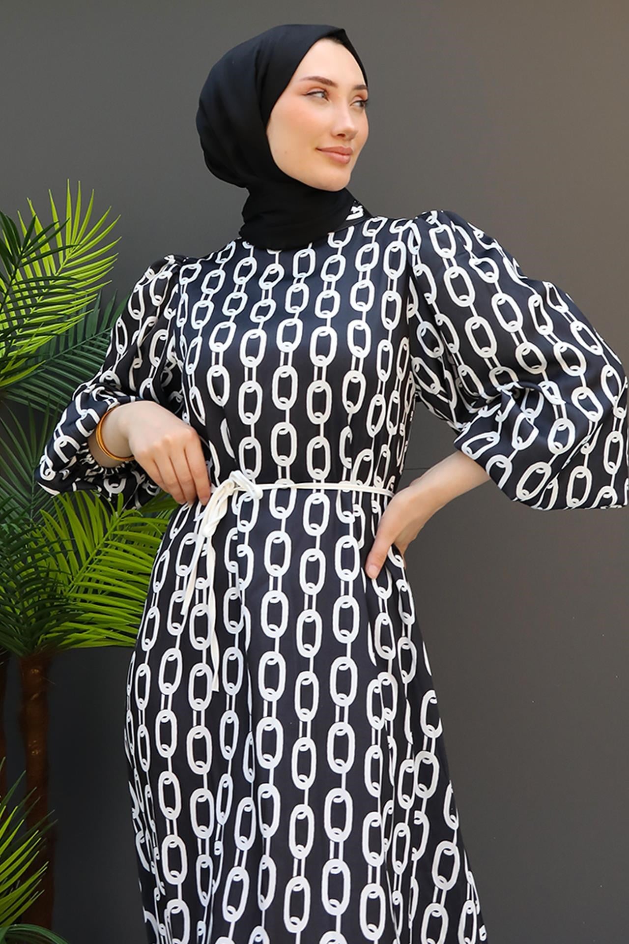 Zincir Model Elbise Siyah