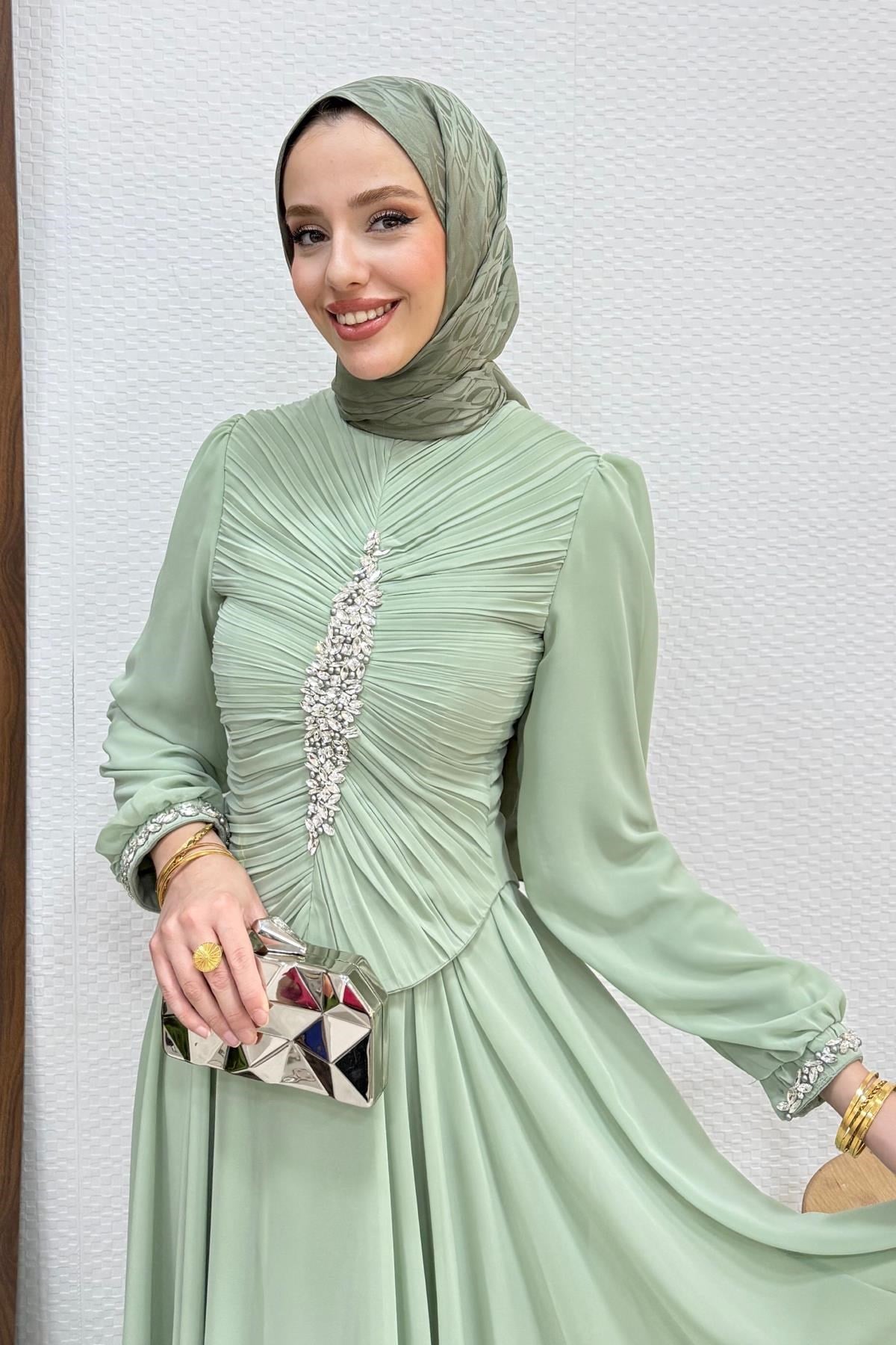 Zuzan Şifon Abiye Mint