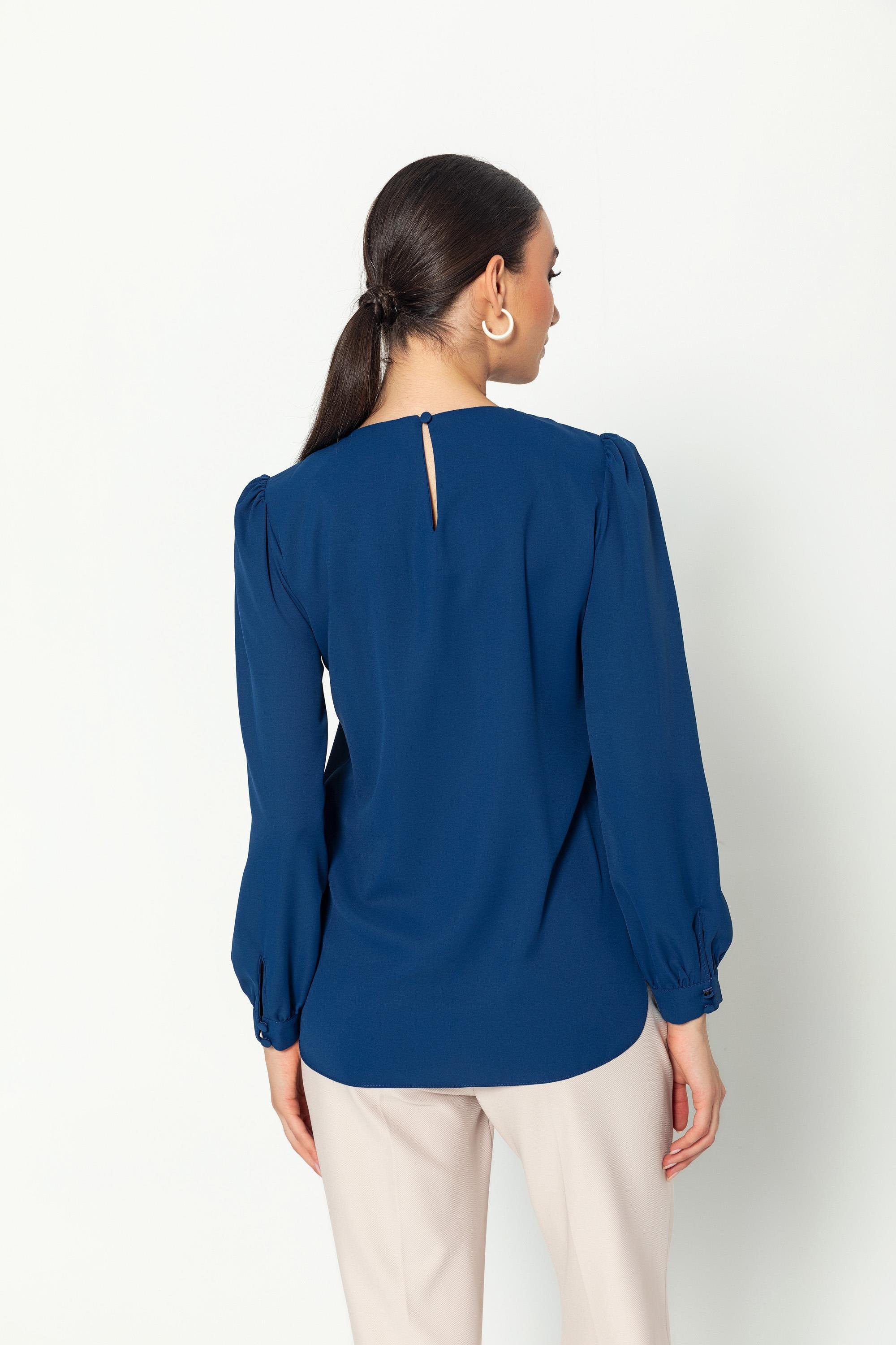 Bi̇yeli̇ Fi̇yonk Detaylı Uzun Kollu Rahat Kesi̇m Bluz İndigo