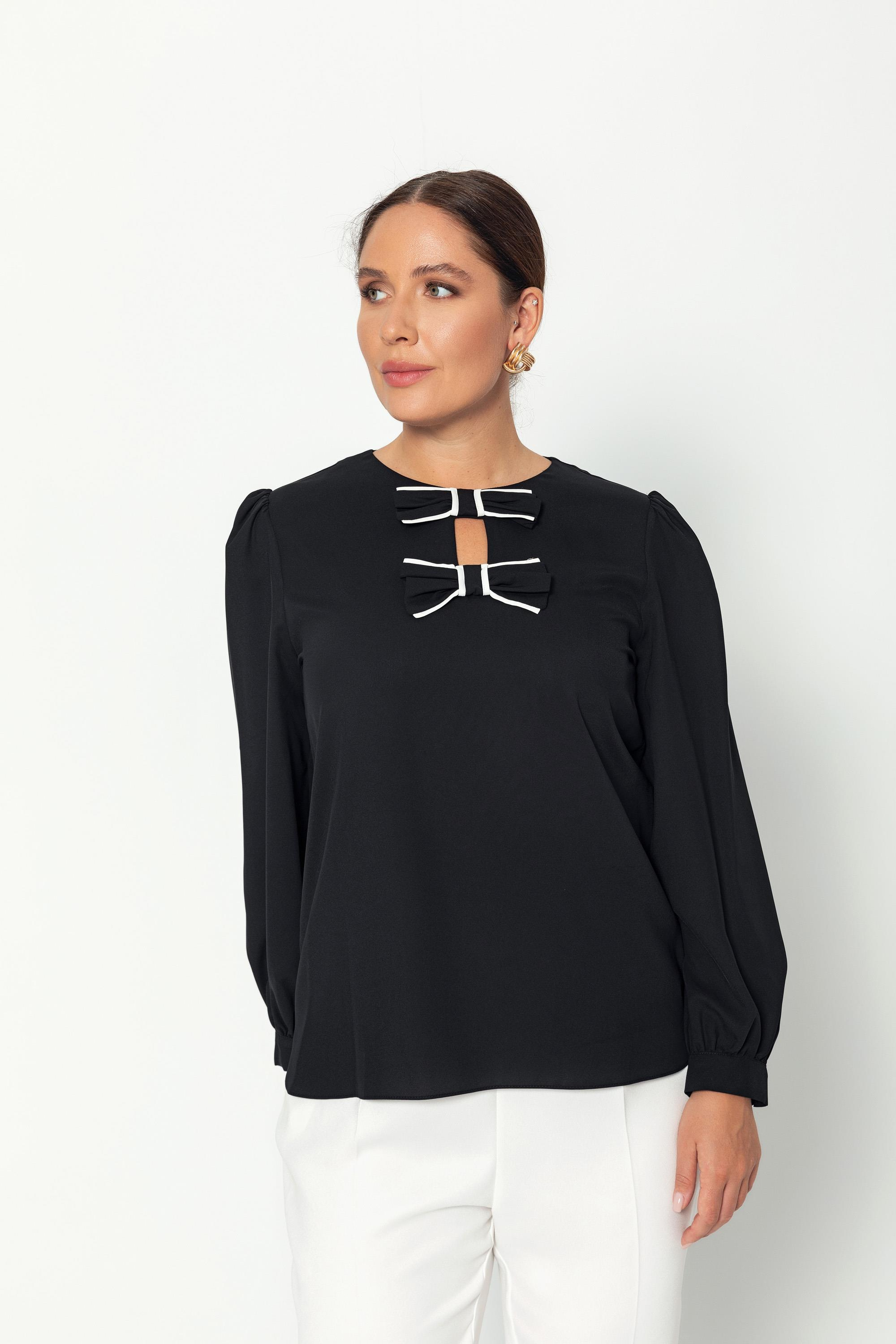 Bi̇yeli̇ Fi̇yonk Detaylı Uzun Kollu Rahat Kesi̇m Bluz Siyah