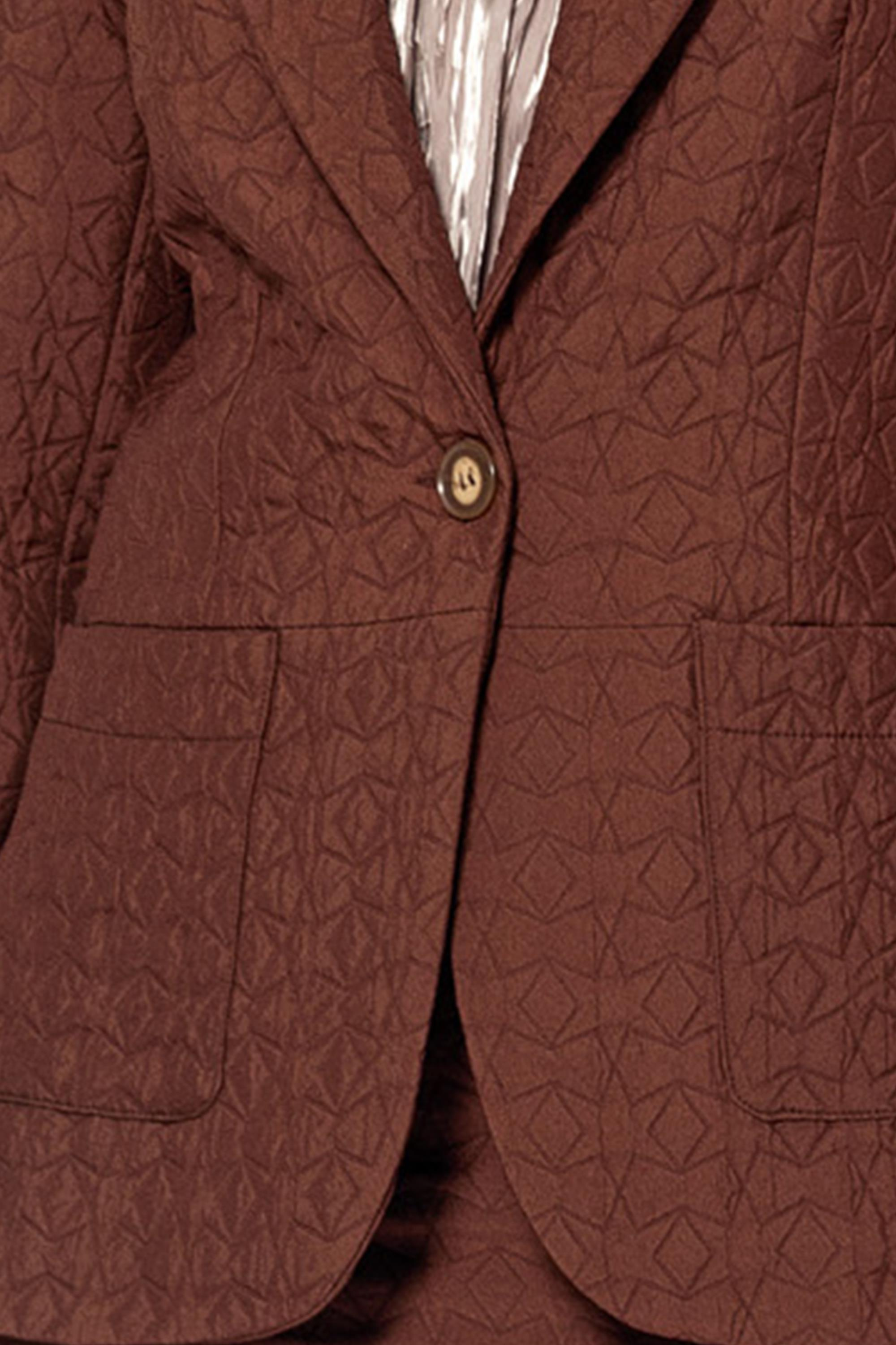 Cepli̇ Astarlı Kapi̇tone Jakar Desenli̇ Ceket Kahve