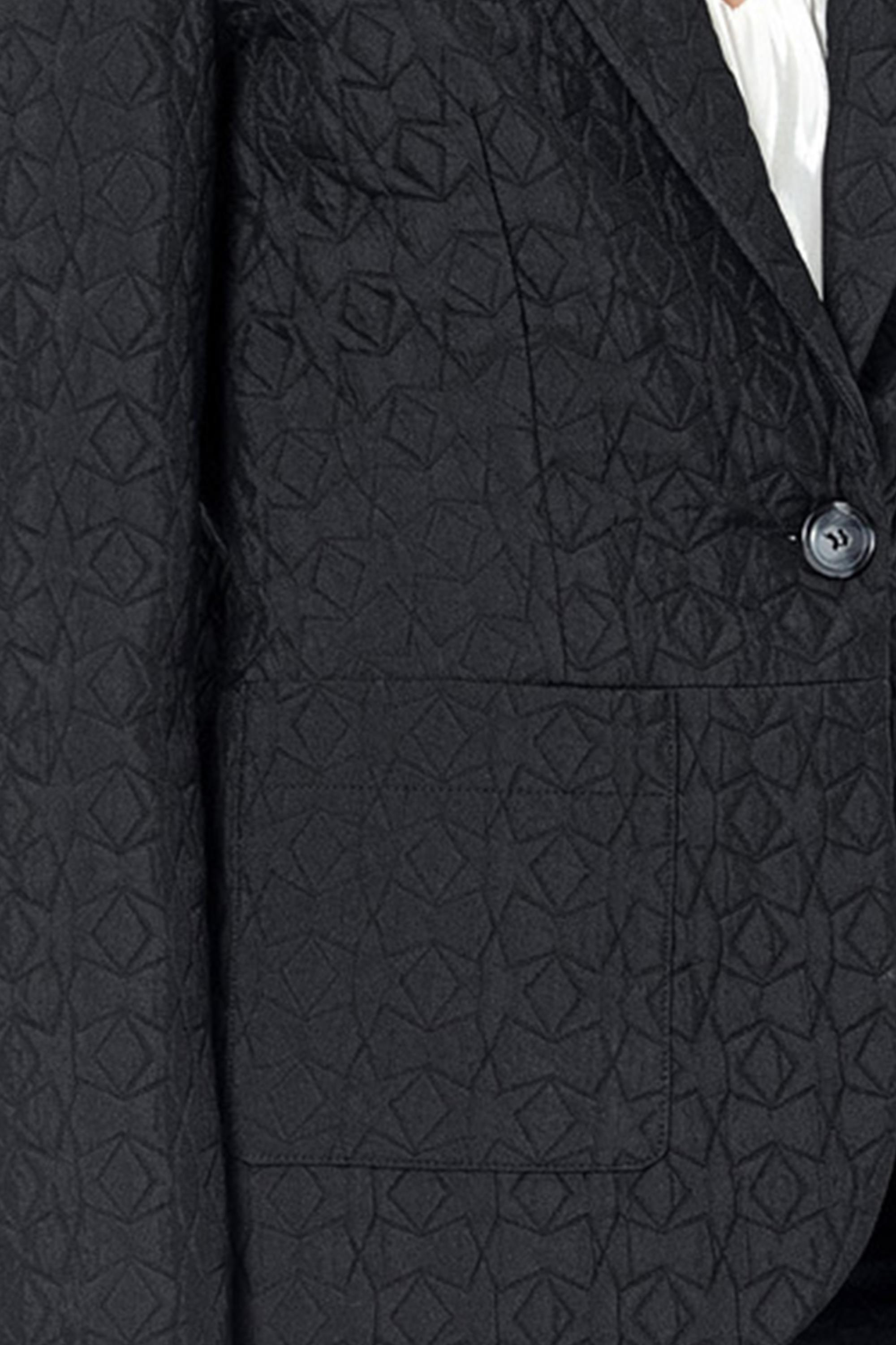 Cepli̇ Astarlı Kapi̇tone Jakar Desenli̇ Ceket Siyah