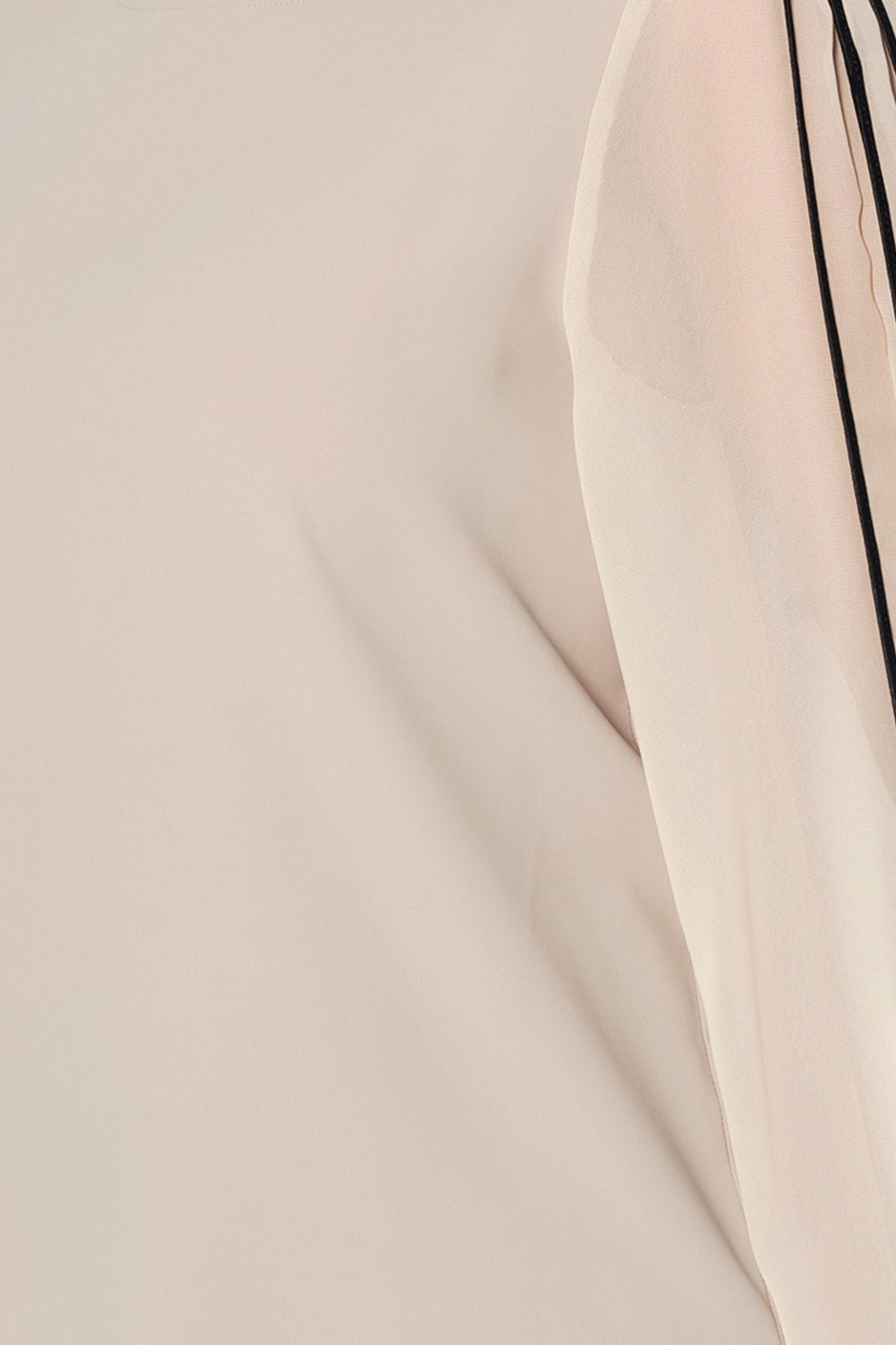 Kol Biye Detaylı Şifon Kollu Rahat Kesim Bluz Bej