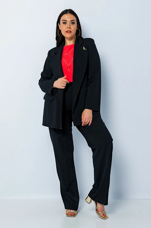 Kol Volanlı Kolye Detaylı Rahat Kesim Büyük Beden Bluz Mercan