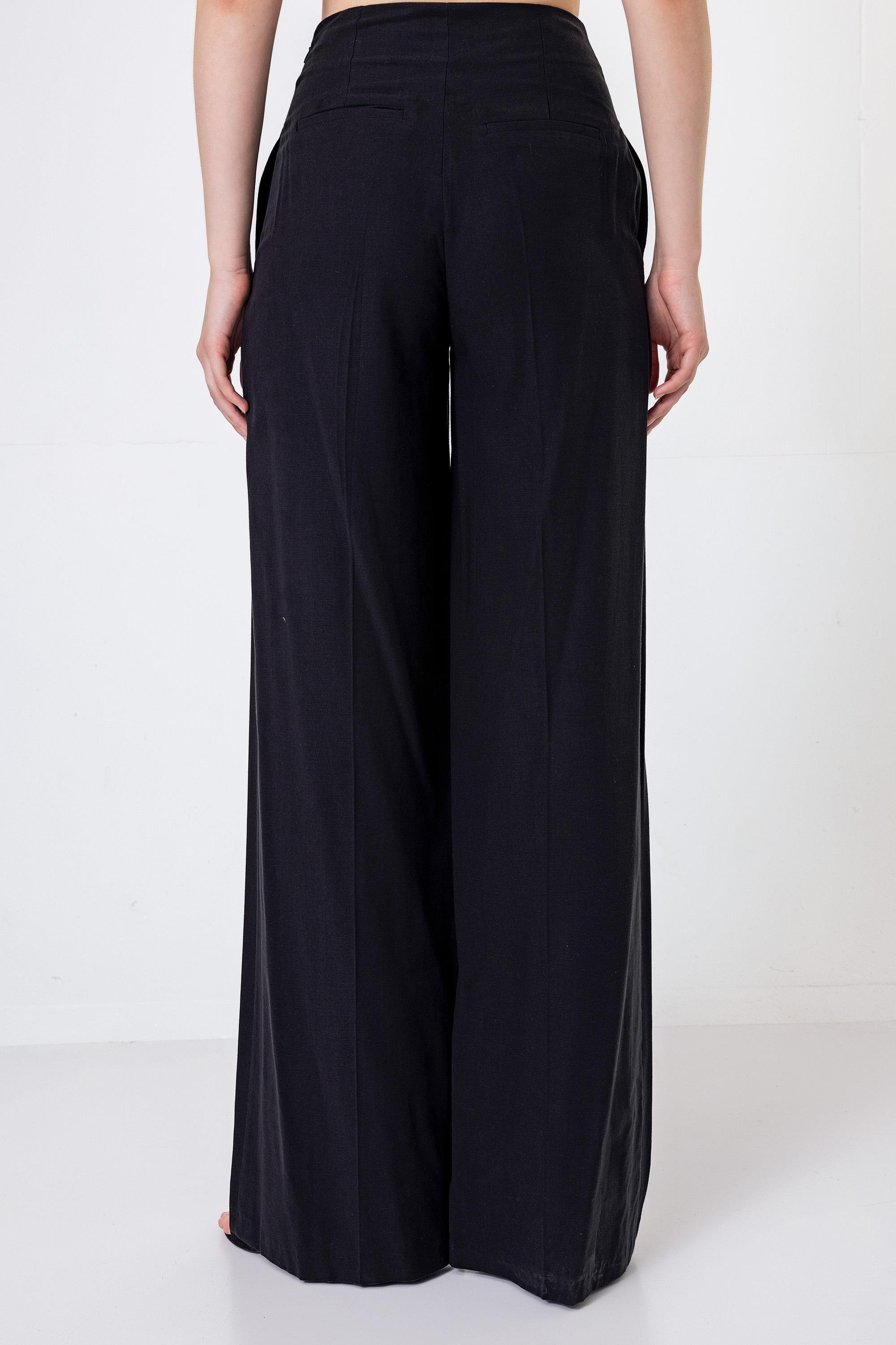 Ön Ortadan Ütü İzli Palazzo Pantolon Siyah