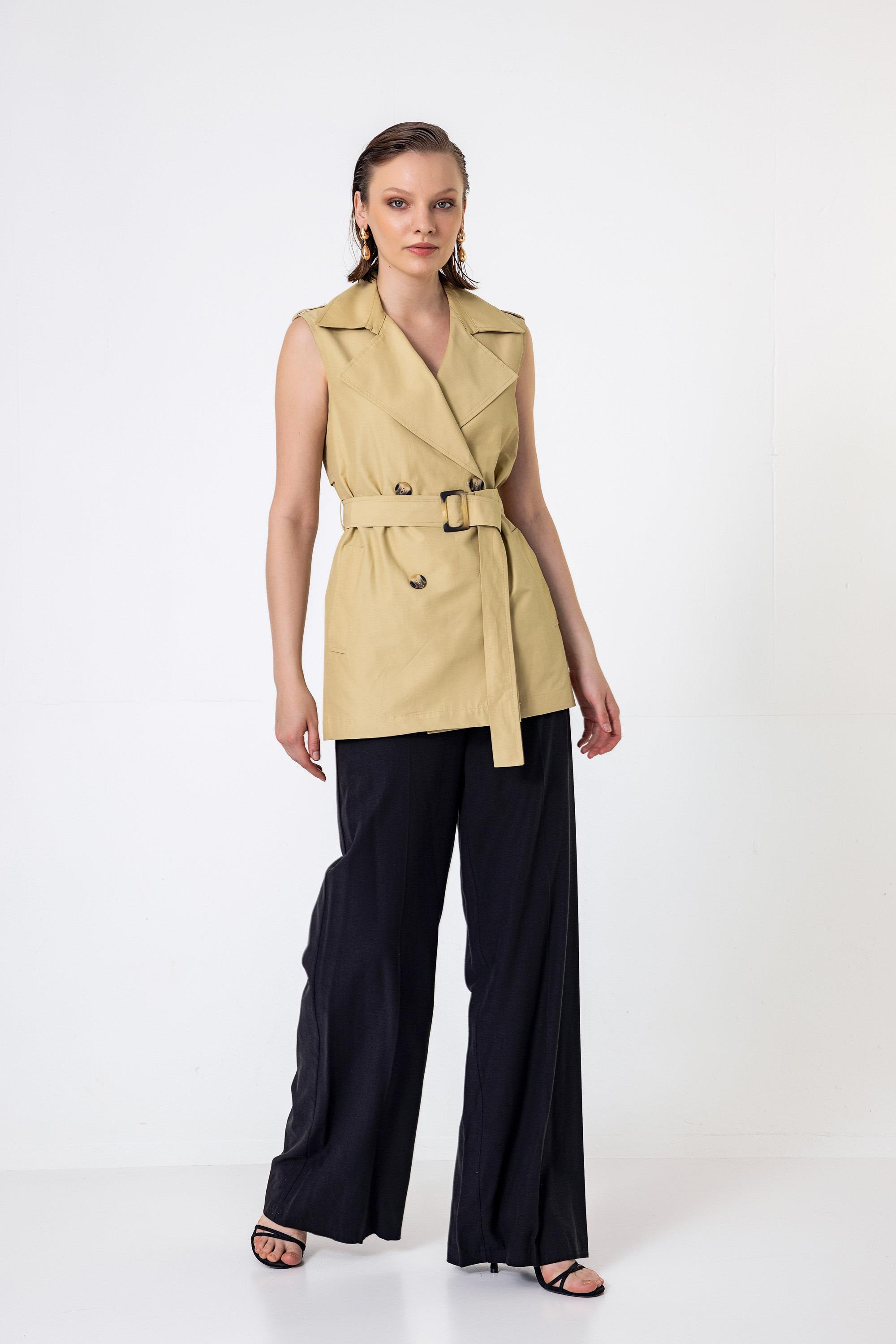 Ön Ortadan Ütü İzli Palazzo Pantolon Siyah